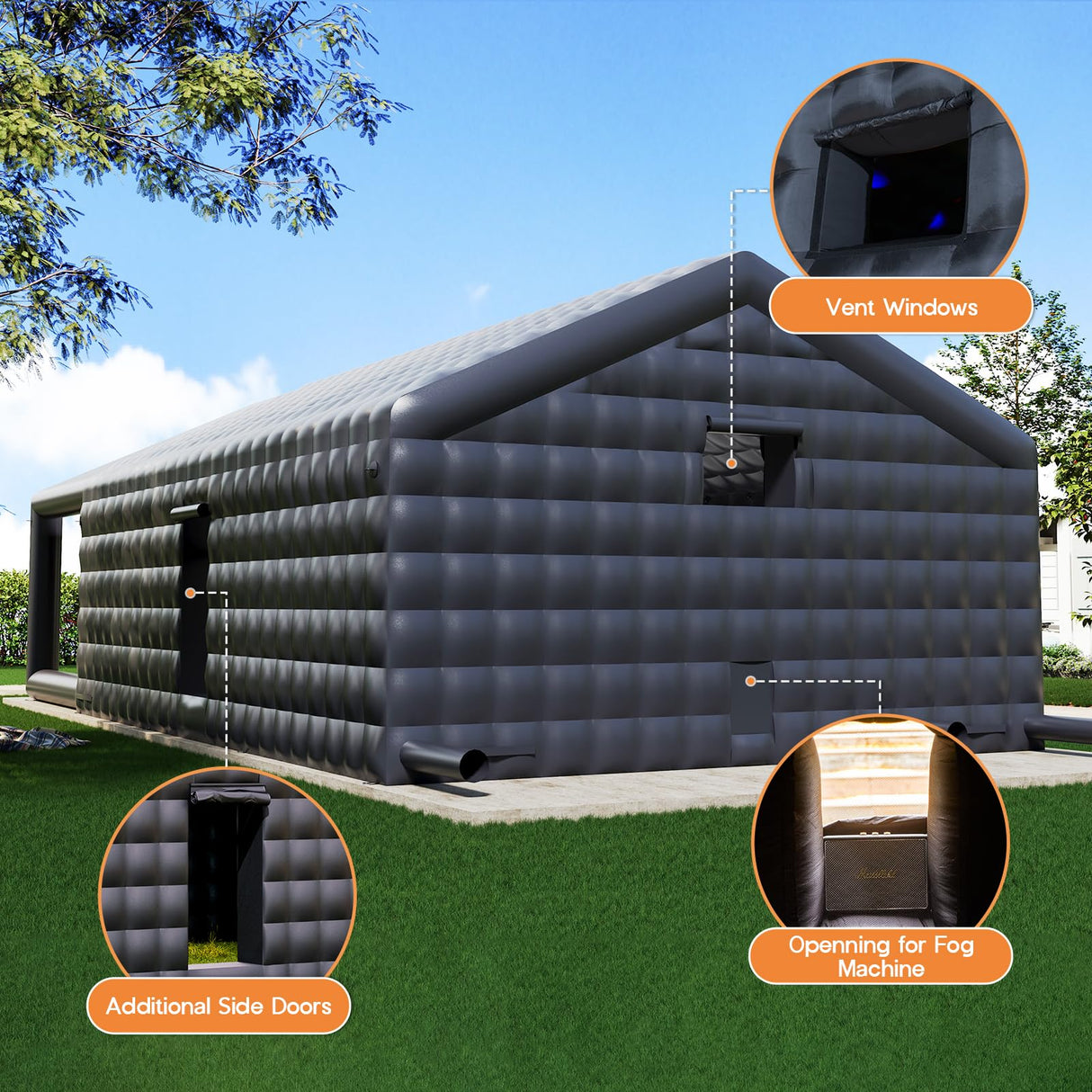 SPECRAFT 39x20x14 FT Large Inflatable Nightclub with Additional Gazebo, 2 Sides Escape Doors Inflatable Tent for Parties, Party Tent for Birthday Party/Outdoor Events SPECRAFT