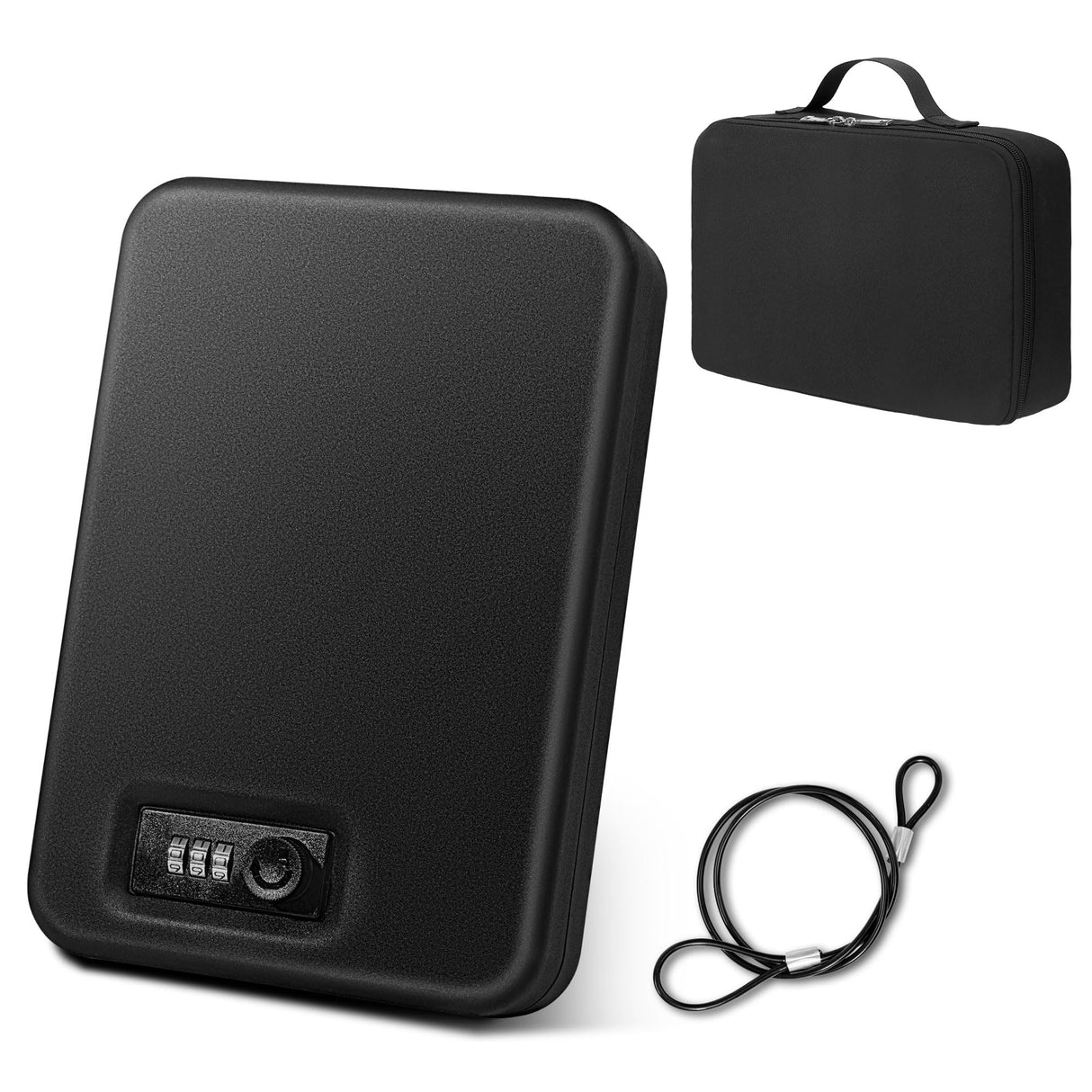 Sgorlds Portable Gun Safe for Handgun and Valuables, Pistol Safe, Gun Box for Handguns, Gun Safes with Handbag for Car, Home, Travel 9.4" x6.6" x1.8",Black Sgorlds