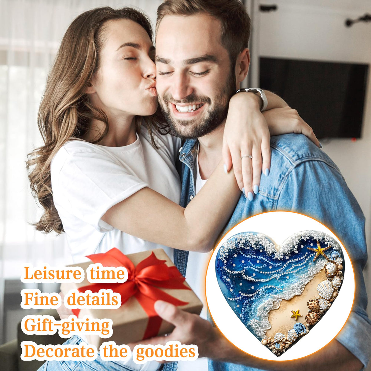 Ginfonr Diamond Painting Kits Hanging Pendant, Beach Diamond Art Kits for Adults, Special Shaped Rhinestone Mother's Day Gift Diamond Art, Double Sided Summer Decor for Garden Window (8 x 8inch) Ginfonr