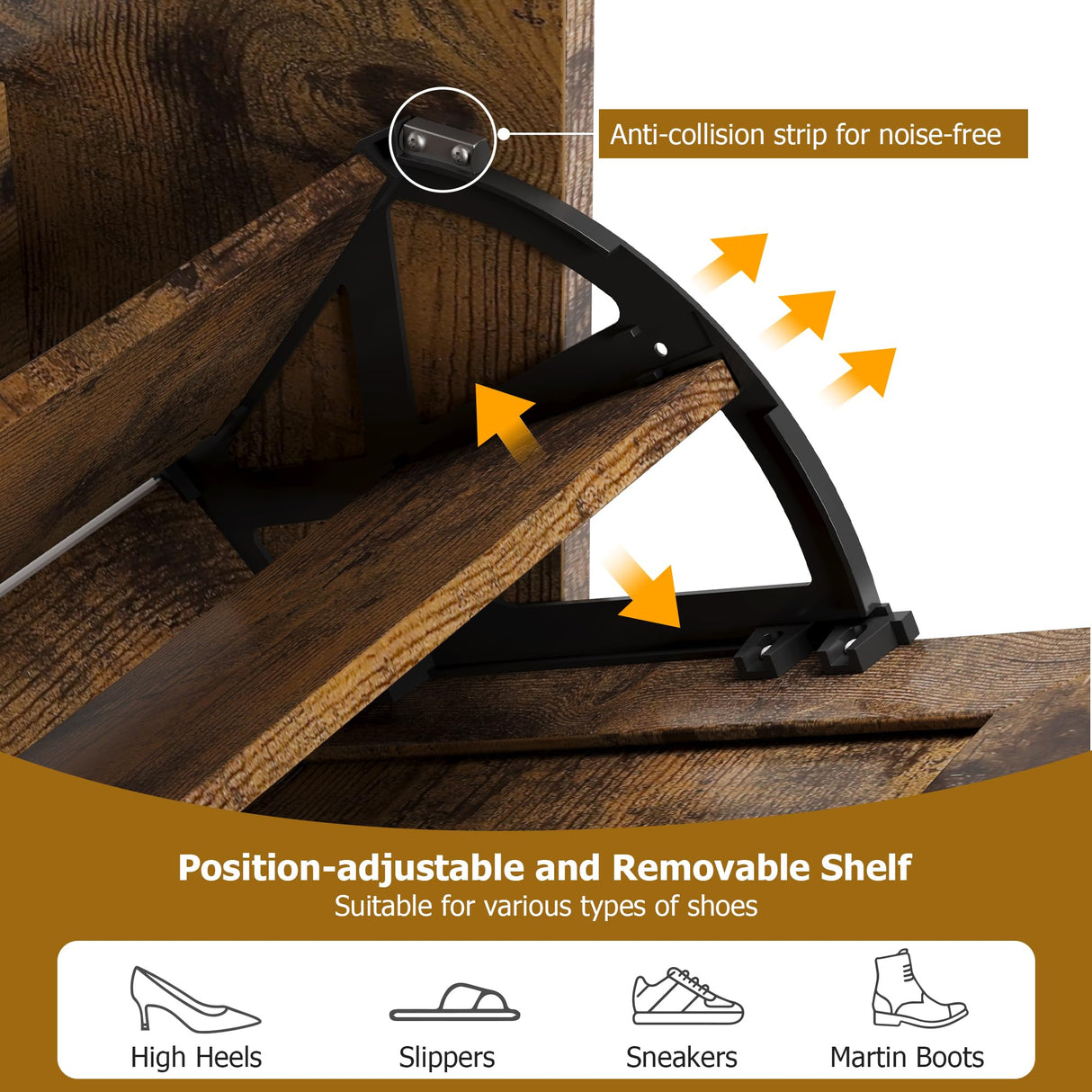 GarveeHome Shoe Cabinet Rattan with 3 Flip Drawers and 4-Tier Shoe Storage Cabinet, Freestanding Shoe Organizer with Adjustable Shelves for Entryway, Closet, Hallway (Brown) GarveeHome