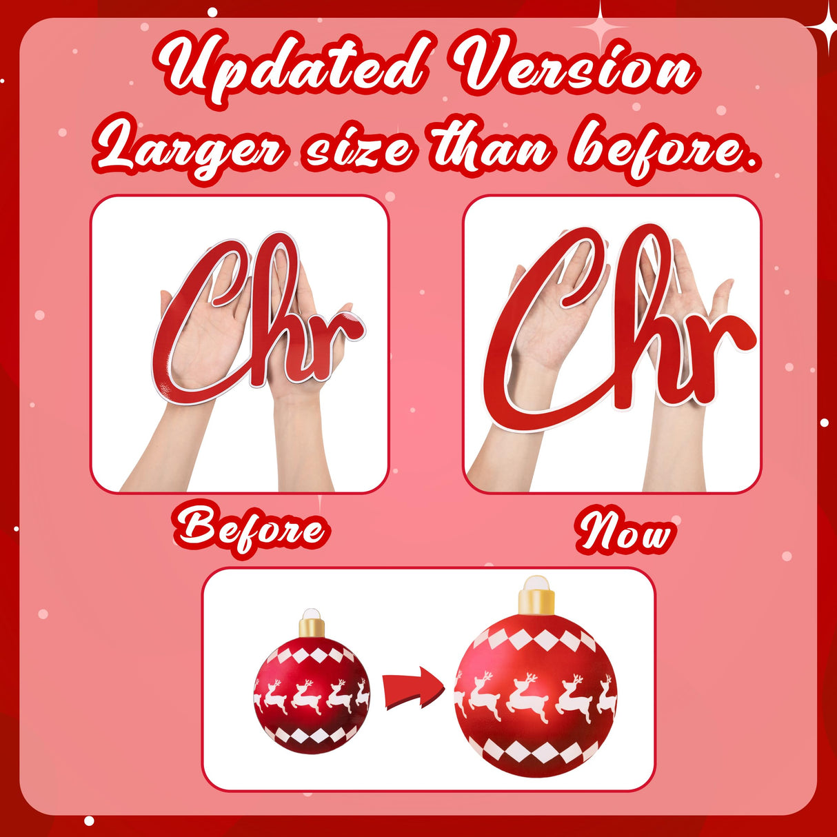 90shine 32PCS Christmas Garage Door Decorations Magnets - Merry Xmas Ball Holiday Refrigerator Fridge Kitchen Decor(Red, Silver) 90shine
