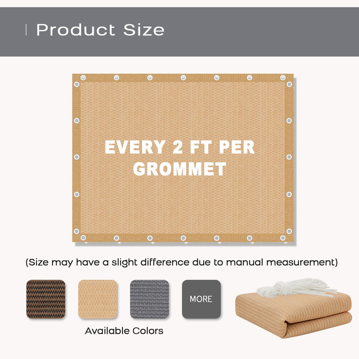 VICLLAX Shade Fabric Sun Shade Cloth Privacy Screen with Grommets for Patio Garden Pergola Cover Canopy 8x8 FT, Wheat VICLLAX