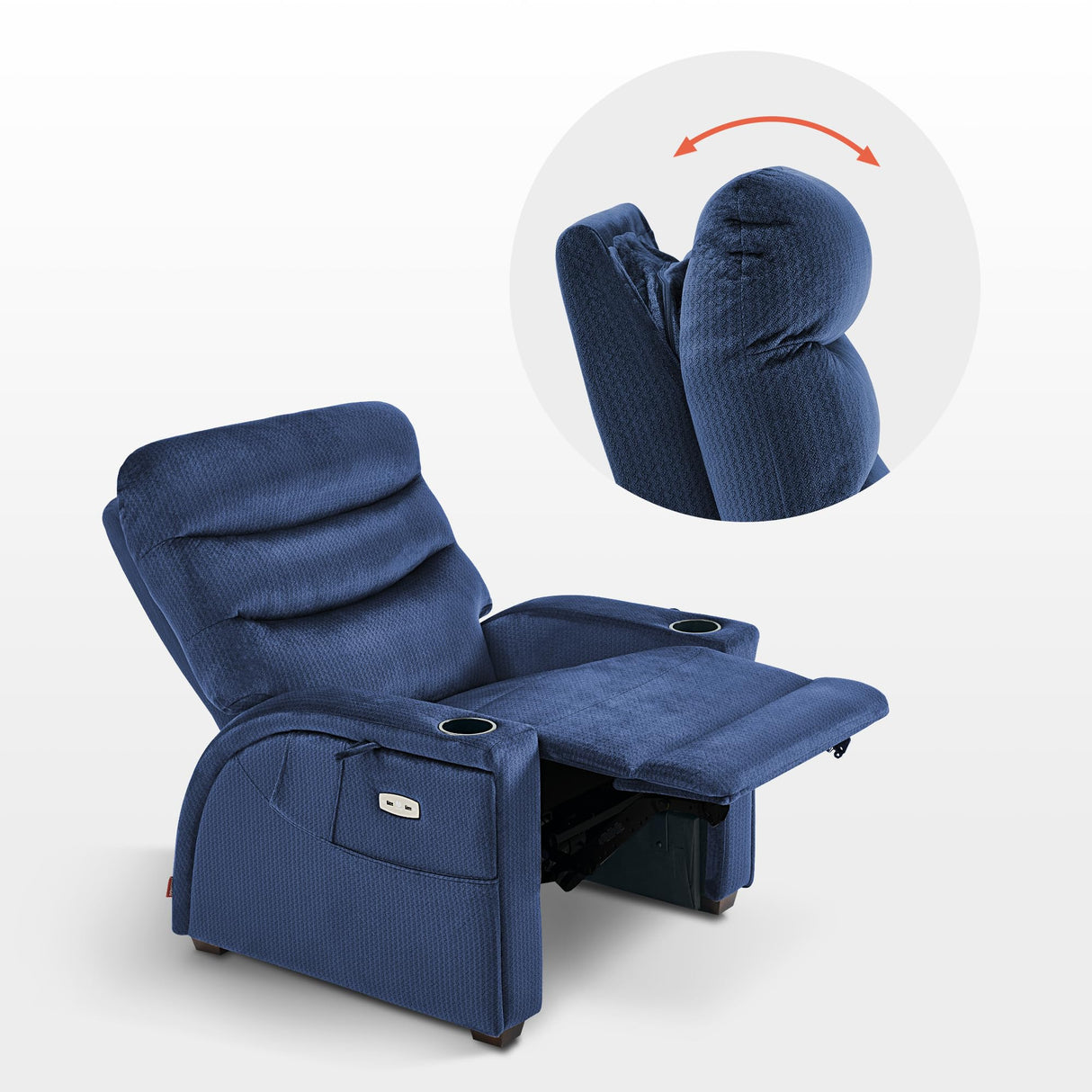 MCombo Power Zero Gravity Recliner Chair with Adjustable Headrest for Living Room, Fabric ZG334 (Navy Blue) MCombo