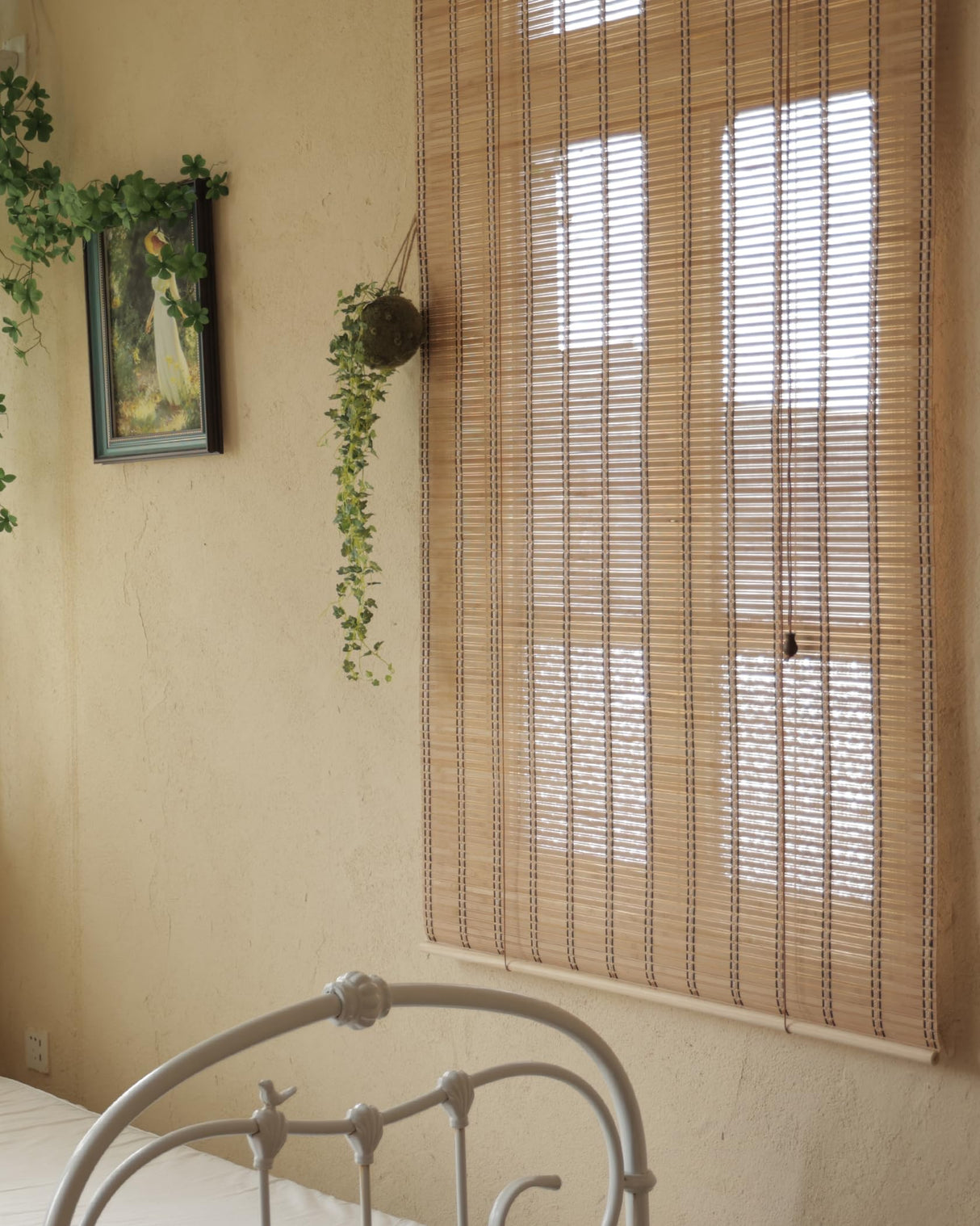 Erfolkerz 35" Wx72 H Bamboo Blinds Roller Shades for Indoor Windows, Blackout Bamboo Curtain Roll Up wiht Cord, Privacy Roman Shade for Interior/Exterior Windows, Mounting Hardware Included Erfolkerz