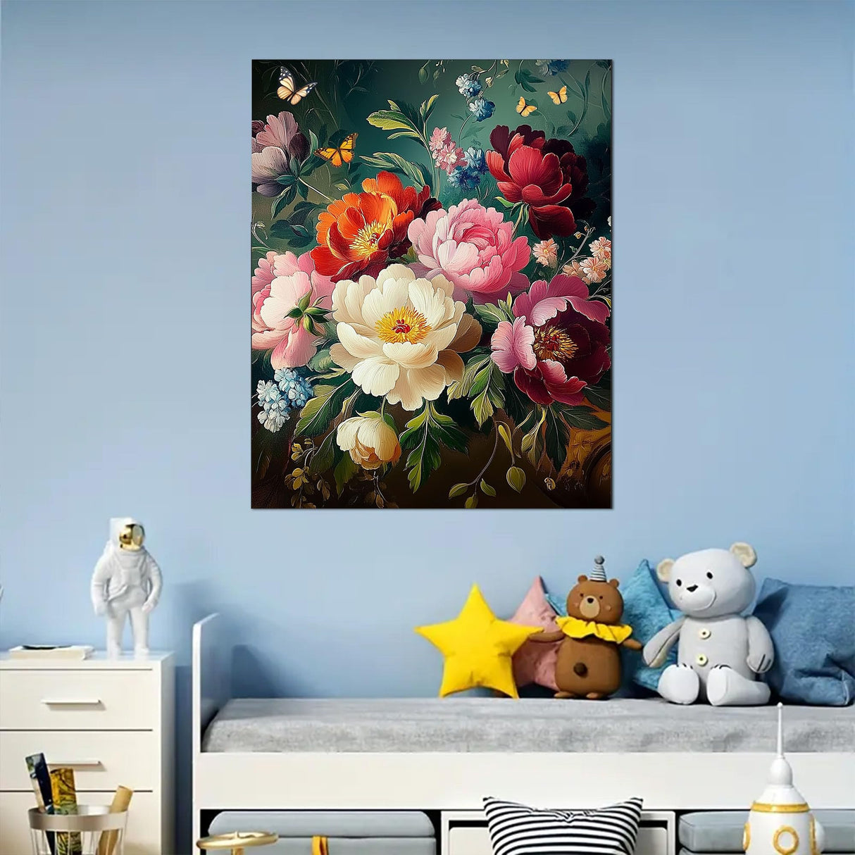 Arttoplus Flowers Paint by Numbers Kit for Adults-Butterfly Adult Paint by Number Kits on Canvas,Flowers Painting by Number Adult for Gift Home Wall Decor(16x20inch) Arttoplus