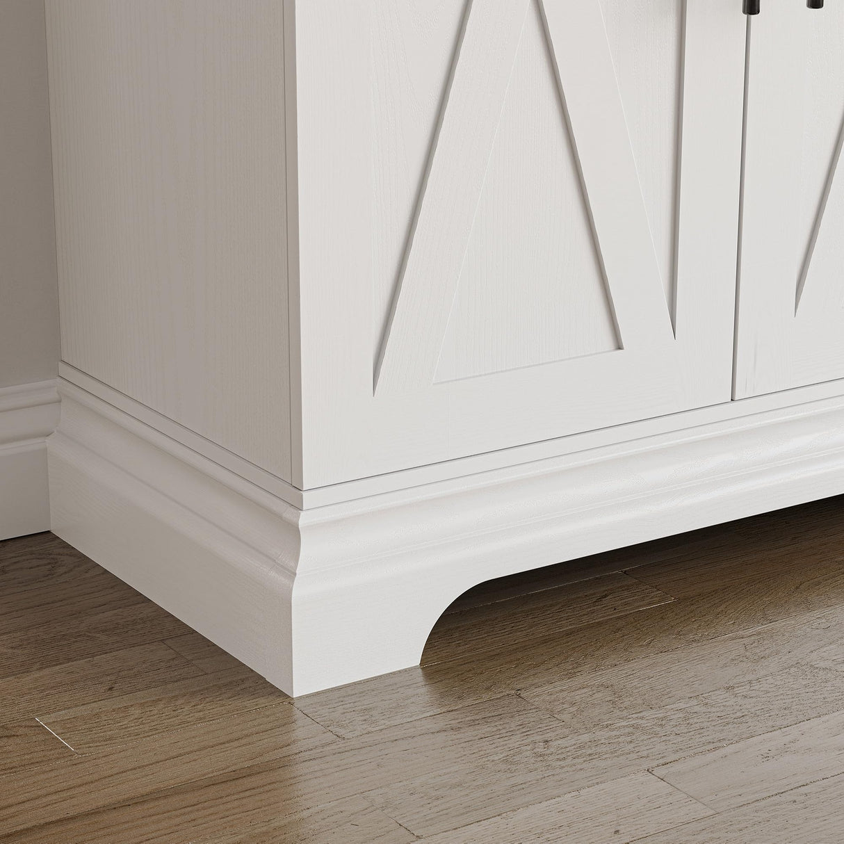 IRONCK Kitchen Pantry Cabinet 72" H, with 9 Shelves, 4 Barn Doors, Drawer, 6 Door Storage Shelves, Farmhouse Freestanding Rustic Wood Cupboard for Kitchen Dining Room White IRONCK