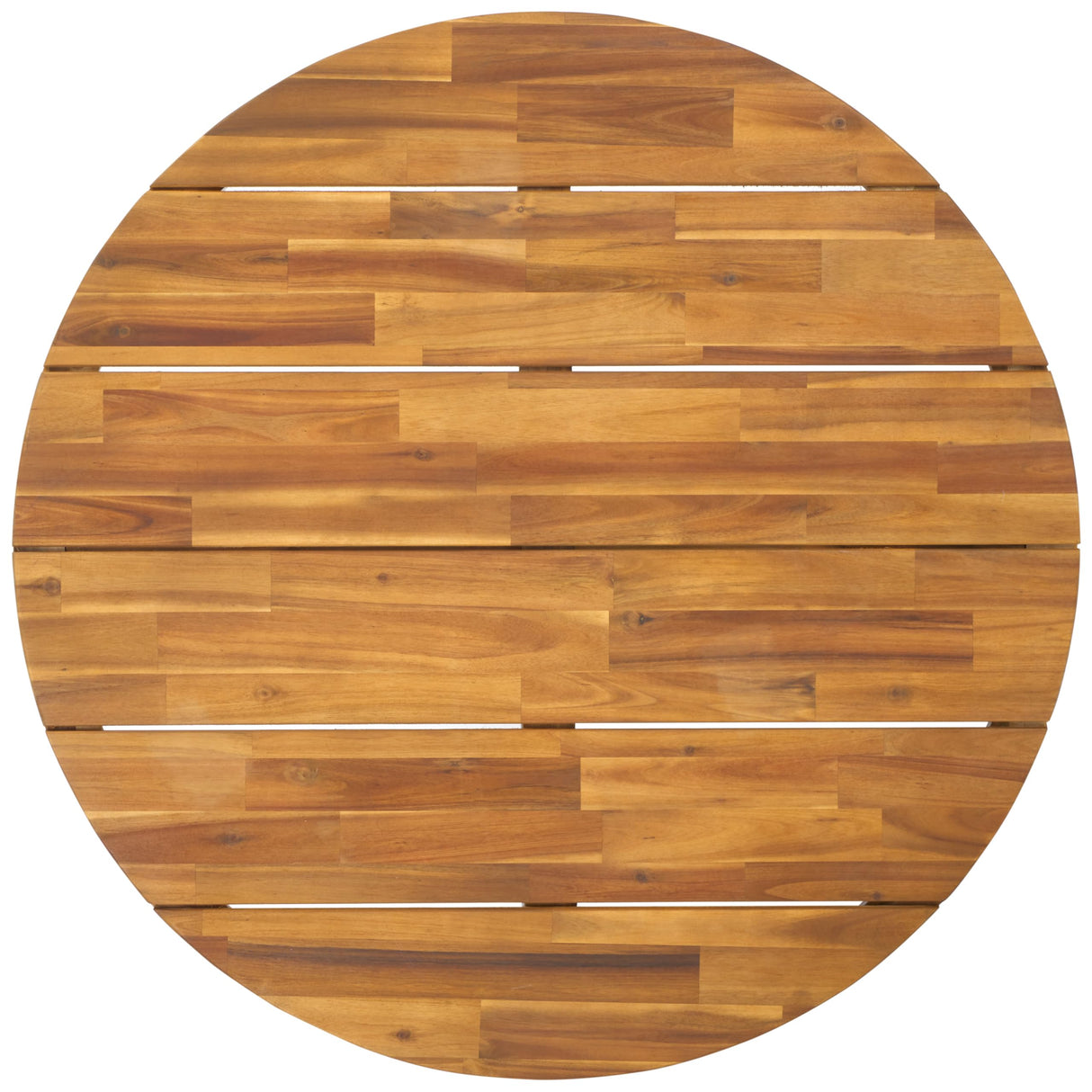 SAFAVIEH Outdoor Collection Leo Natural/Black 4-Leg Round Coffee Table, Ideal for Deck, Patio, Backyard, Sunroom SAFAVIEH