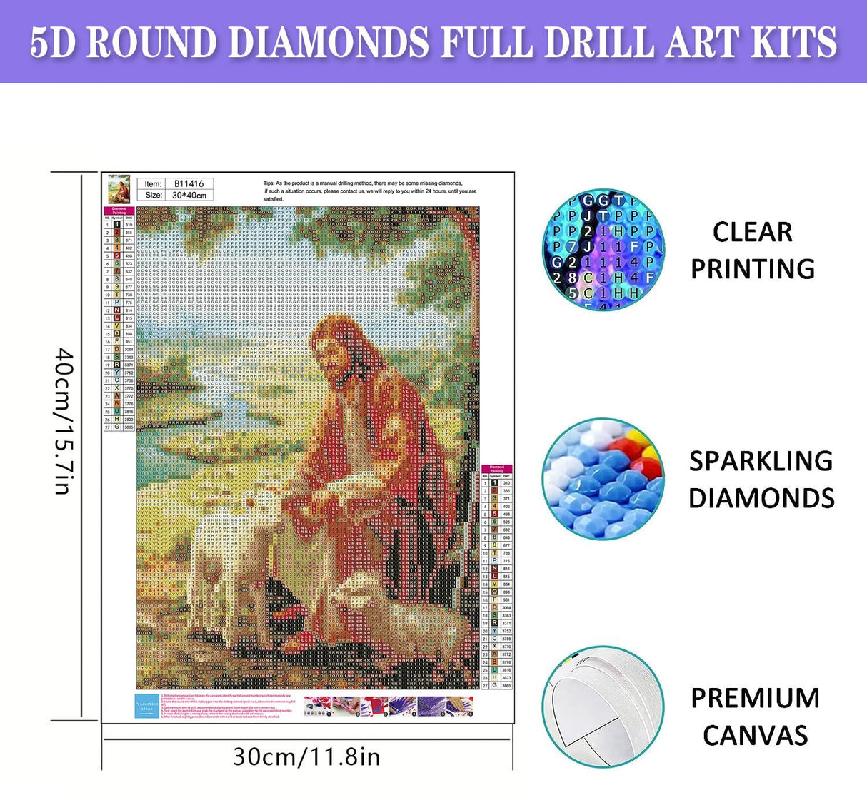 mrpwnle Diamond Painting Kits for Adults-Jesus Diamond Art Kits for Adults Beginners, 5D Diamond Painting Jesus, DIY Full Drill Christ Diamond Painting Gem Art Crafts Kit Home Decor 12x16in mrpwnle