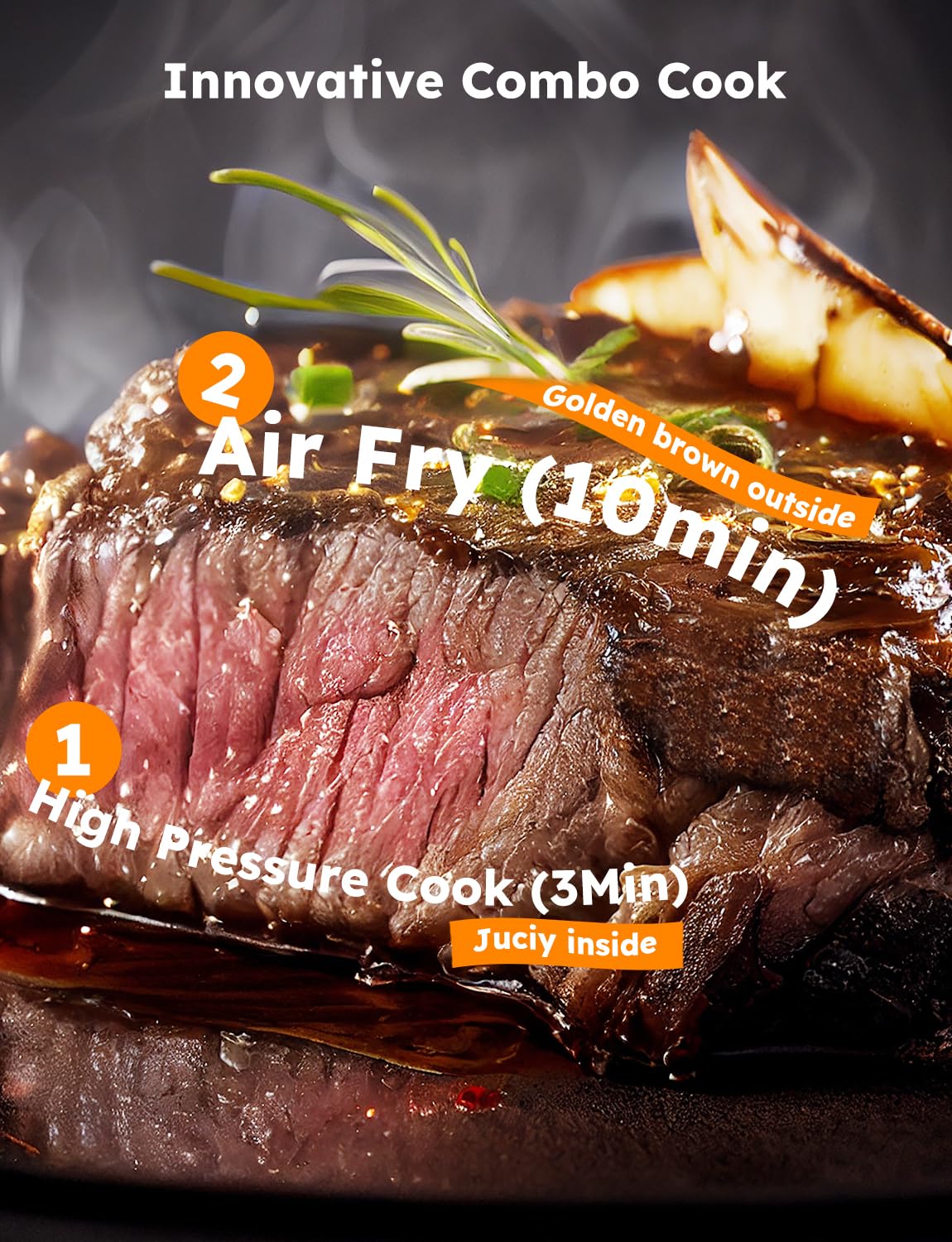 Nuwave Duet Air Fryer, Electric Pressure Cooker & Grill Combo, 540 IN 1 Multicooker with 2 Removable Lids, Slow Cook, Sears, Sautés, 18/10 SS Pot, Sure-Lock Safety Tech & 9 Deluxe Accessories Nuwave