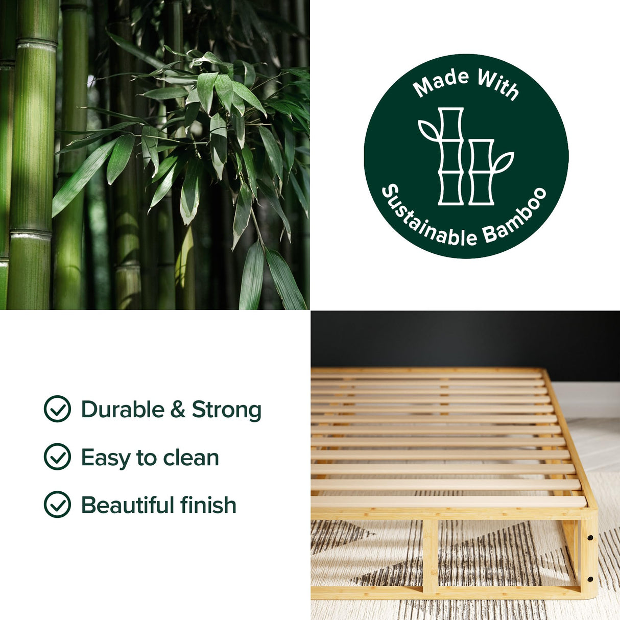 ZINUS Edgar 8 Inch Bamboo Box Spring, Mattress Foundation, Sturdy Bamboo Structure, Low Profile, Easy Assembly, Full Zinus