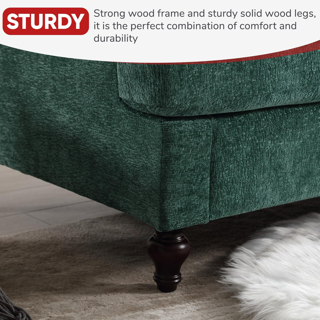 JOYBASE 2 Pieces Living Room Furniture Sets, Loveseat Couch and Accent Chair, Mid-Century Modern Sofa Set for Living Room, Apartment, Office, Bedroom (Emerald, Chenille) JOYBASE