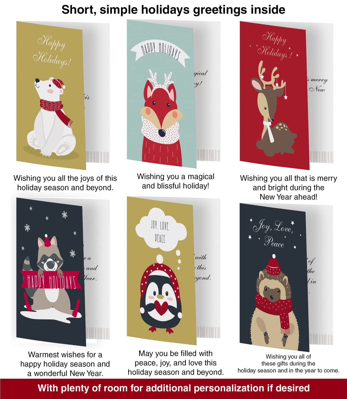 Dessie 100 Unique Modern Christmas Cards with Envelopes and Matching Sealing Stickers. Happy Holiday Cards with Short Greetings Inside. Bulk Christmas Cards Boxed with Envelopes Dessie