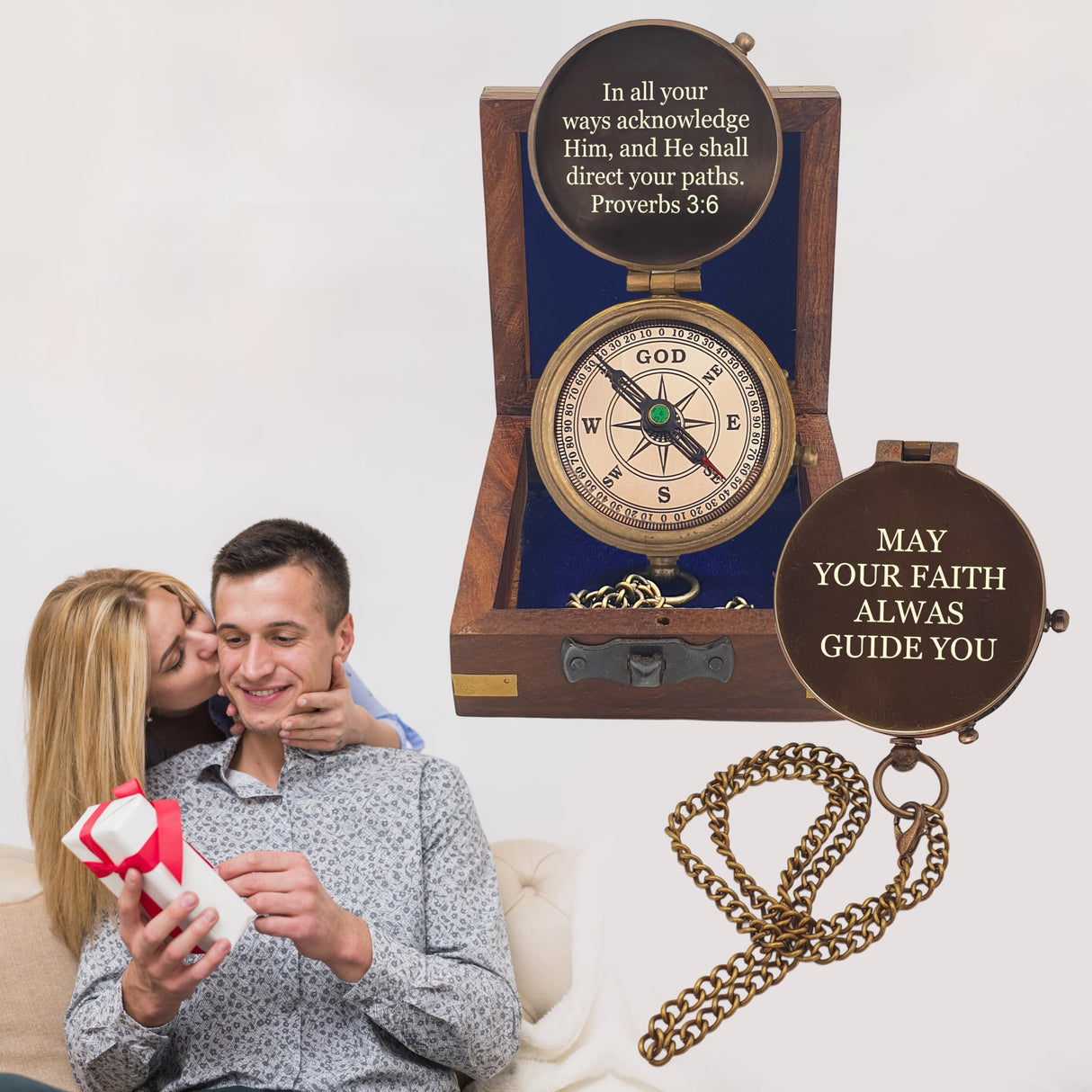 Personalized Compass, Custom Engraved Handmade Working Compass, Gifts for Men for Anniversary Fathers Day Christmas Birthday Valentines Day and Graduation Baptism Royalmart