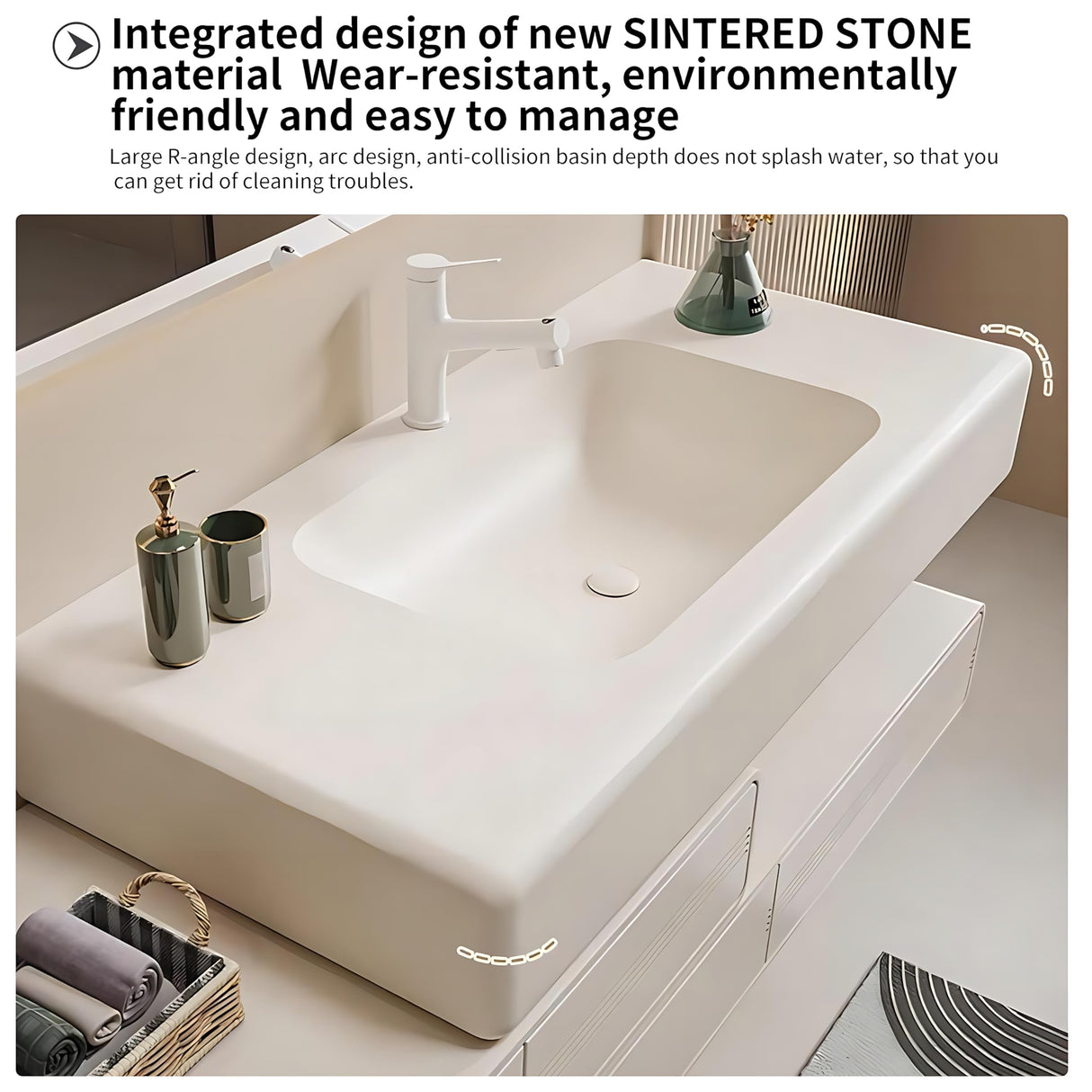 ZGNBSD Bathroom Vanity with Sink - Modern Bathroom Sink Cabinet Set, Equipped with LED Smart Defogger Mirror, Stylish Floating Vanity Bathroom, Gift for Wife and Daughter (60") ZGNBSD