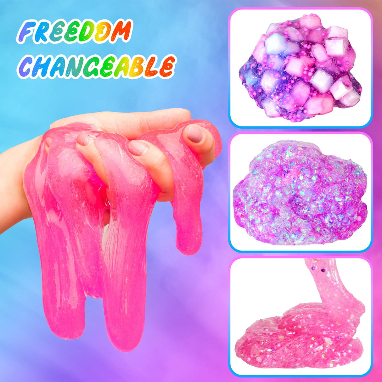 inksbui Slime Kit - Confetti, Glimmer Crunchy, Foam, Jelly Cubes - Stress Relief Toys, Party Favors for Kids, Boys and Girls Ages 6-12 inksbui