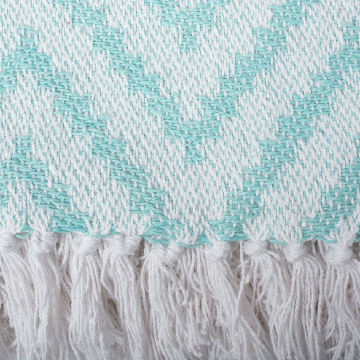 DII Rustic Farmhouse Throw Blanket with Decorative Tassles, Use for Chair, Couch, Bed, Picnic, Camping, Beach, & Just Staying Cozy at Home (50 x 60), Large Chevron Aqua DII