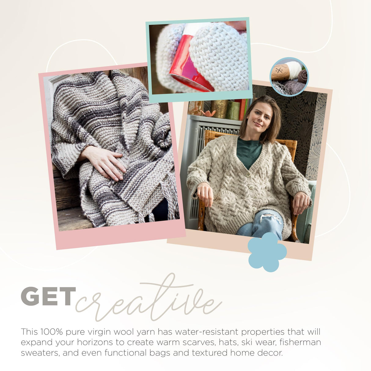 Lion Brand Yarn Medium-Weight Fishermen’s Wool Yarn for Knitting, Crocheting, and Crafts, Natural, 1 Pack Lion Brand Yarn