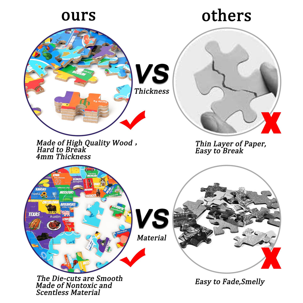 LELEMON United States Map Puzzles for Kids USA Map Jigsaw Puzzles in a Metal Box America Map Learning Educational Toys Gifts for Boys Girls LELEMON