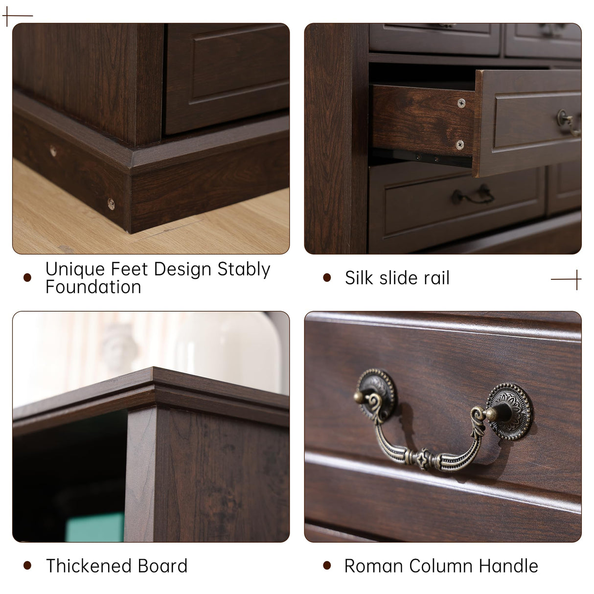 EnHomee Farmhouse Dresser for Bedroom 55.2''Wide Wood Dresser with LED & Power Outlet Vintage 10 Drawers Dressers & Chests of Drawers Long Dresser TV Stand, Closet, Entryway, Rustic Brown EnHomee