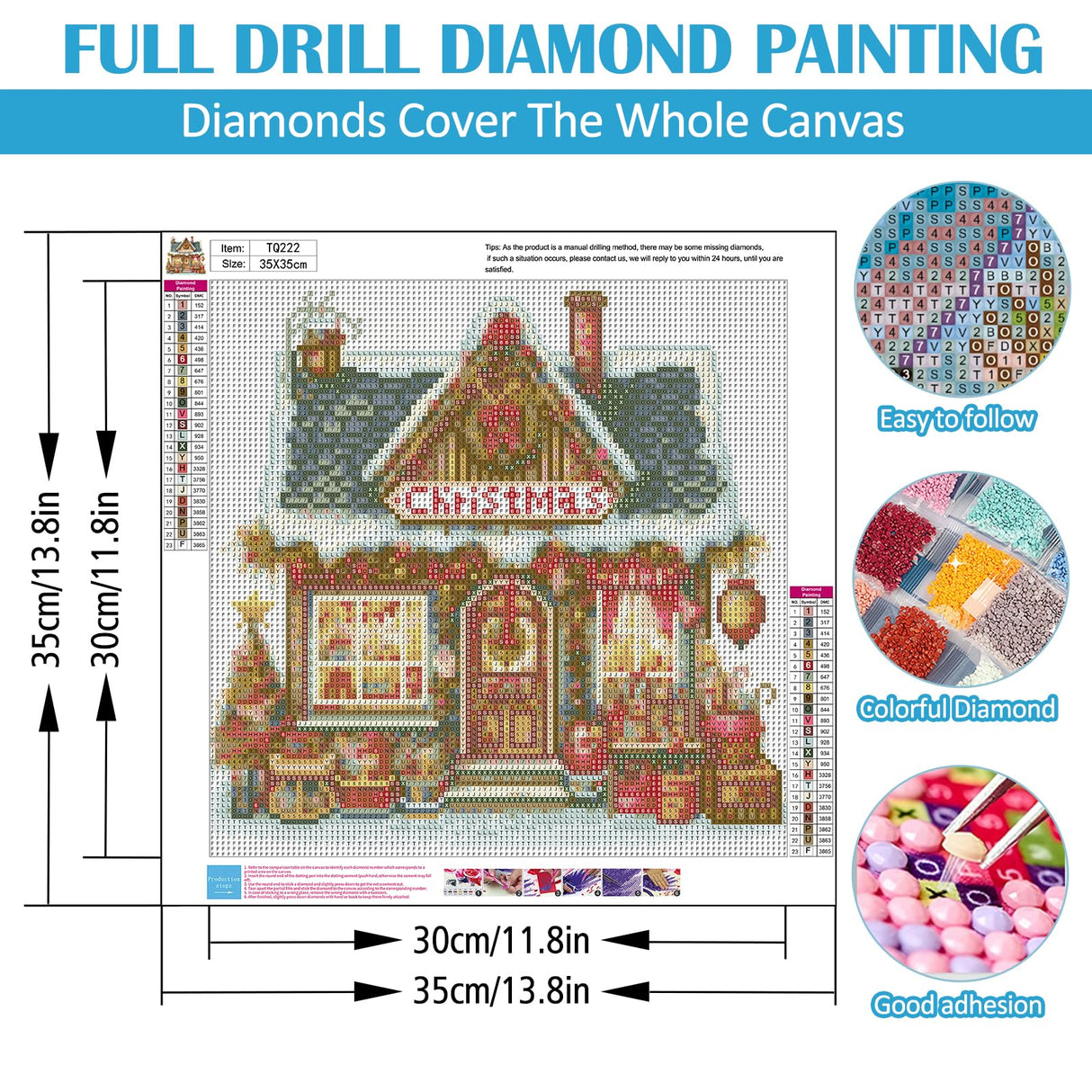 Christmas House Diamond Painting Kits for Adults, 5D Winter Diamond Art Kits for Adults Beginners, DIY Full Round Drill Diamond Dot Painting Gem Art Kits for Adult, Home Wall Decor 13.8x13.8 Inch LKHMVCA