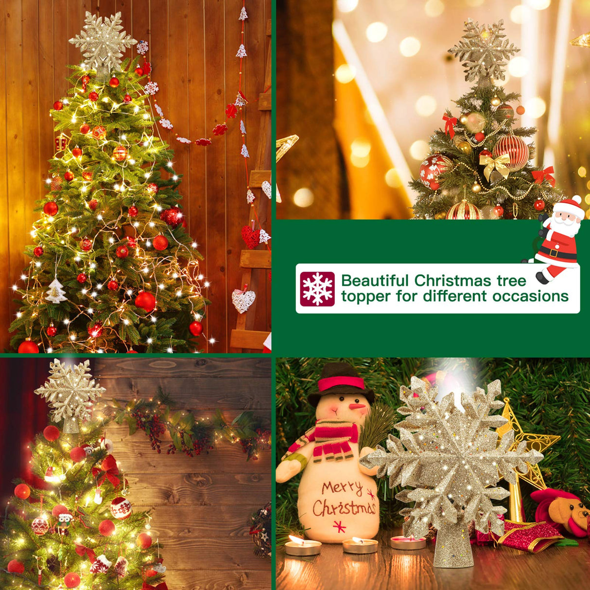 DG-Direct Christmas Tree Topper Lighted with Golden Snowflake Projector, Led Rotating Magic Snowflake, 3D Hollow Glitter Lighted Gold Snow Tree Topper for Christmas Tree Decorations DG-Direct