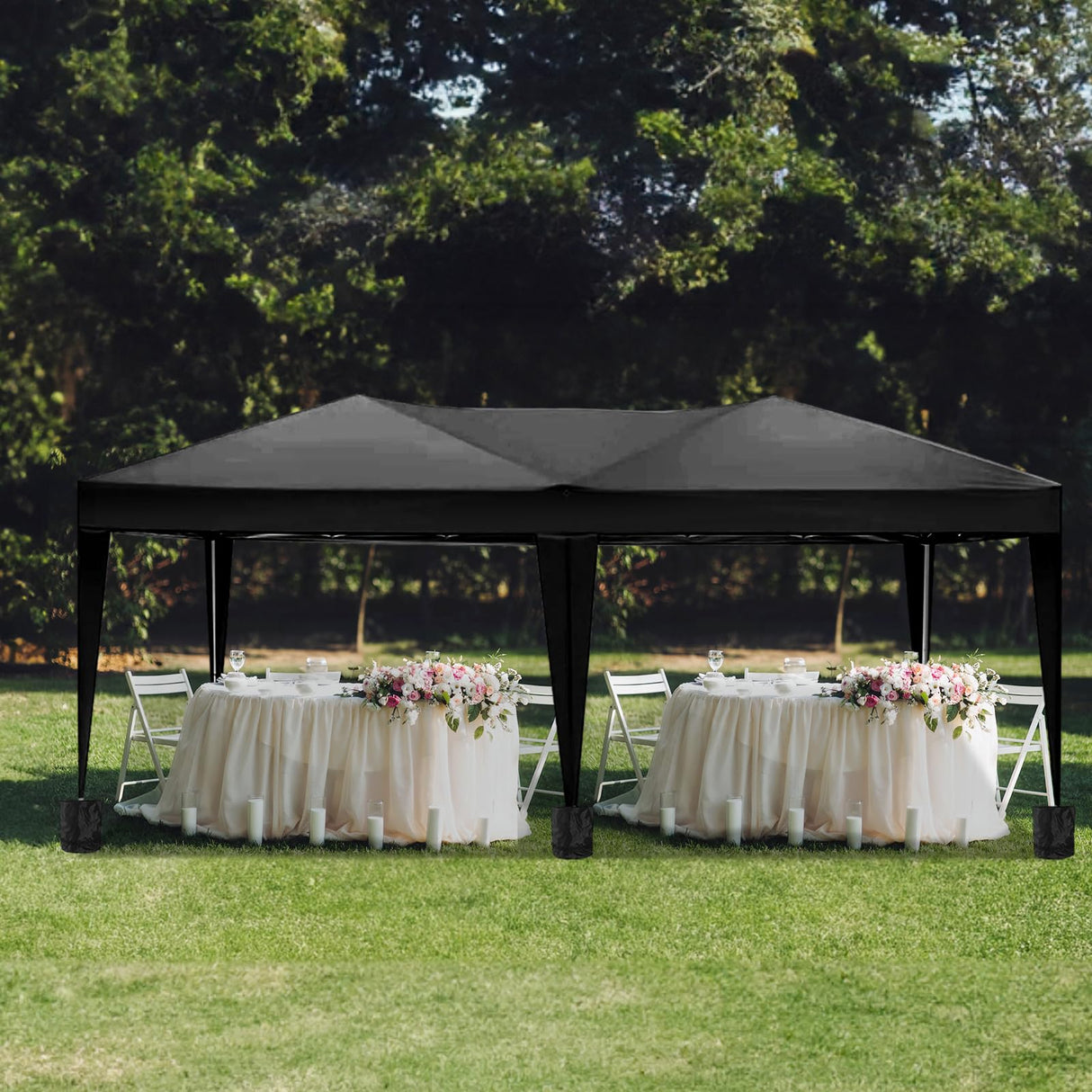 Susici 10x20 Pop Up Canopy Outdoor Tent Party Tent with 6 Sidewalls, Wedding Party Tent Outdoor Canopy Waterproof UV50 Canopy Tent Event Shelter for Parties, 6 pcs Weight Bag,Carry Bag,Black susici