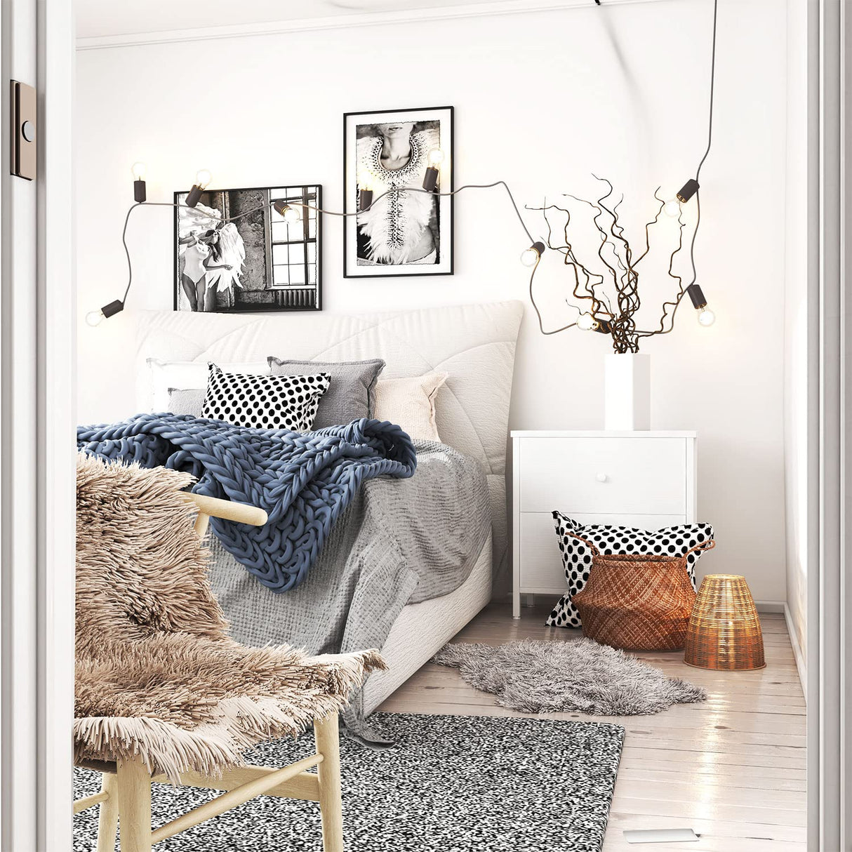 BOLUO White Nightstands Set of 2, 2 Drawer Dresser for Bedroom Night Stand Small Dresser End Table with Drawers Modern BOLUO