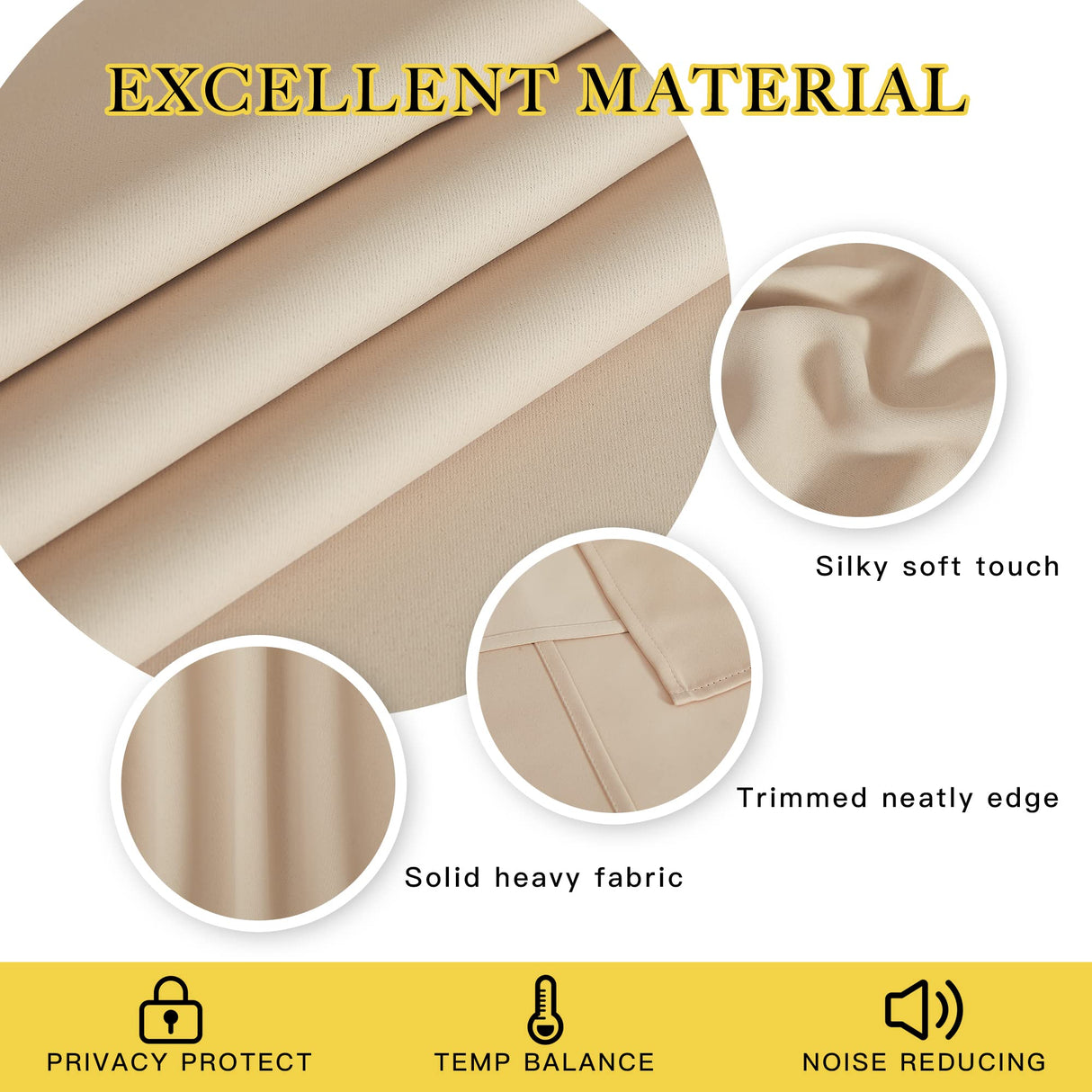 NICETOWN Room Darkening Window Shade and Blind - (Biscotti Beige Color) Light Reducing & Privacy Protection Blackout Short Curtain/Drape/Drapery for Kid's Bedroom, 52x63 inches, 1 Piece NICETOWN