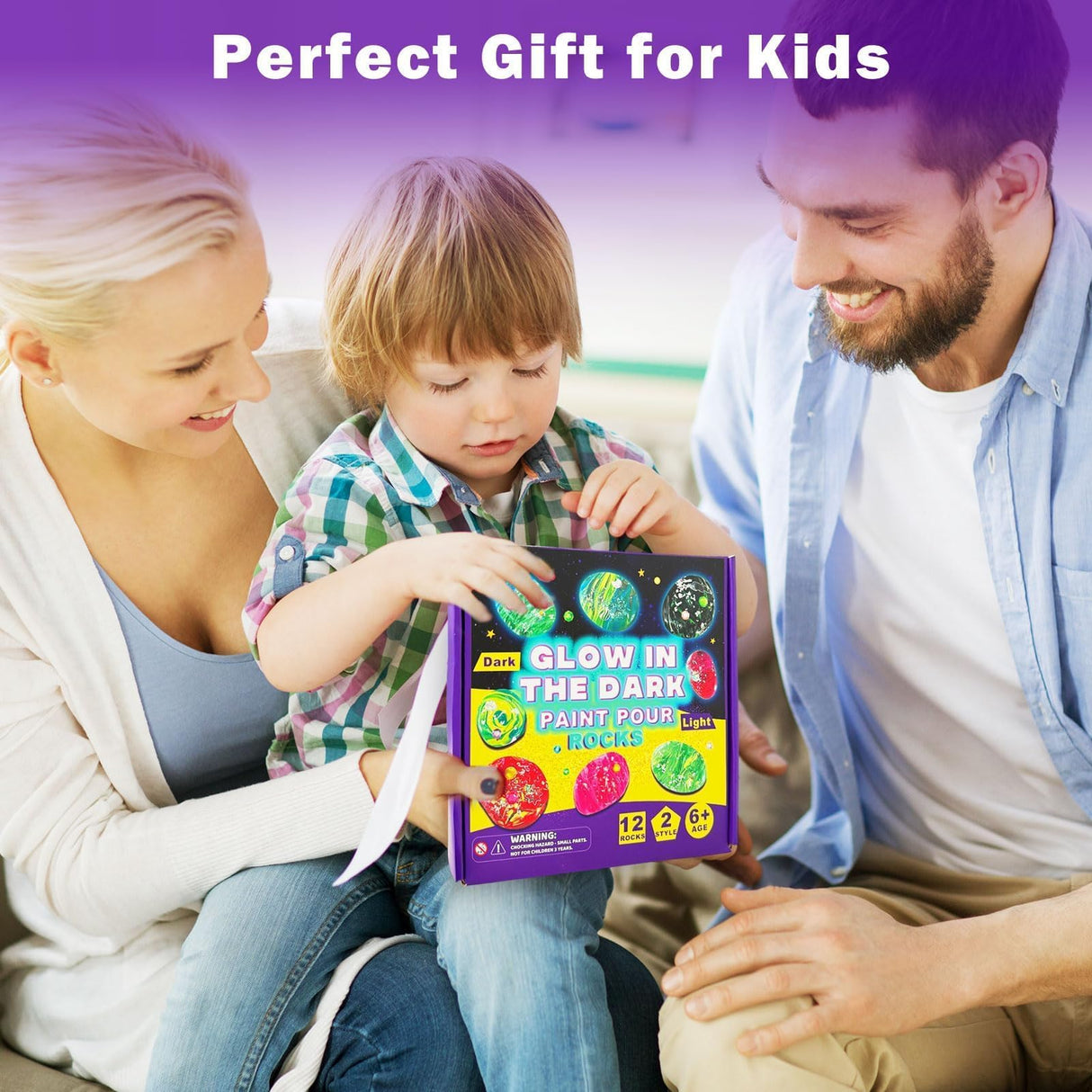 12pcs Glow in Dark Rock Painting Kit for Kids 6-12, Pouring Rocks Painting Arts and Craft Set , Rock Painting Toy, Arts & Crafts Supplies Christmas Birthday Gift for Girls and Boys 6 7 8 9 Year Old EggSun