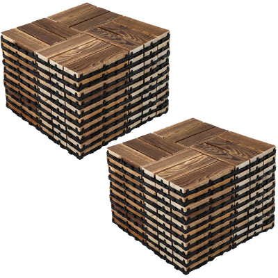 20 PCS Interlocking Deck Tiles, 12" X 12" Acacia Wood Tiles, Waterproof Wood Flooring Tiles for Indoor Balconies, Outdoor Patios, Yards, Poolside Floors, Natural Wood Color