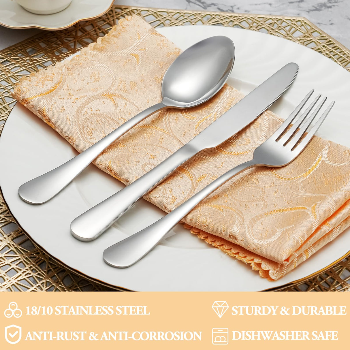 20 Piece Silverware Set Service for 4,Premium Stainless Steel Flatware Set,Mirror Polished Cutlery Utensil Set,Durable Home Kitchen Eating Tableware Set,Include Fork Knife Spoon Set,Dishwasher Safe MUTNITT