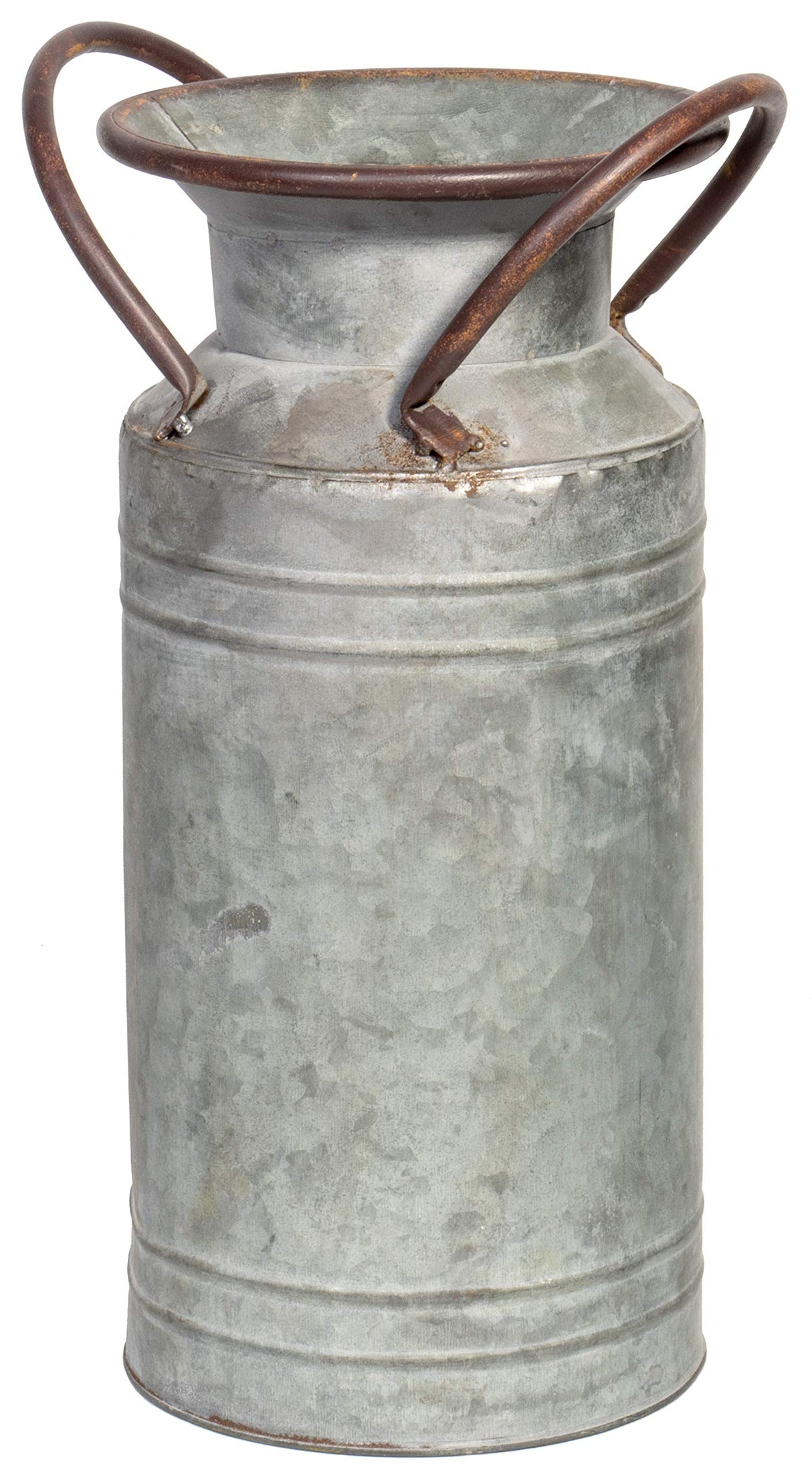 Red Co. 13” Large Decorative Farmhouse Galvanized Metal Milk Can Planter Vase with Handles Red Co.