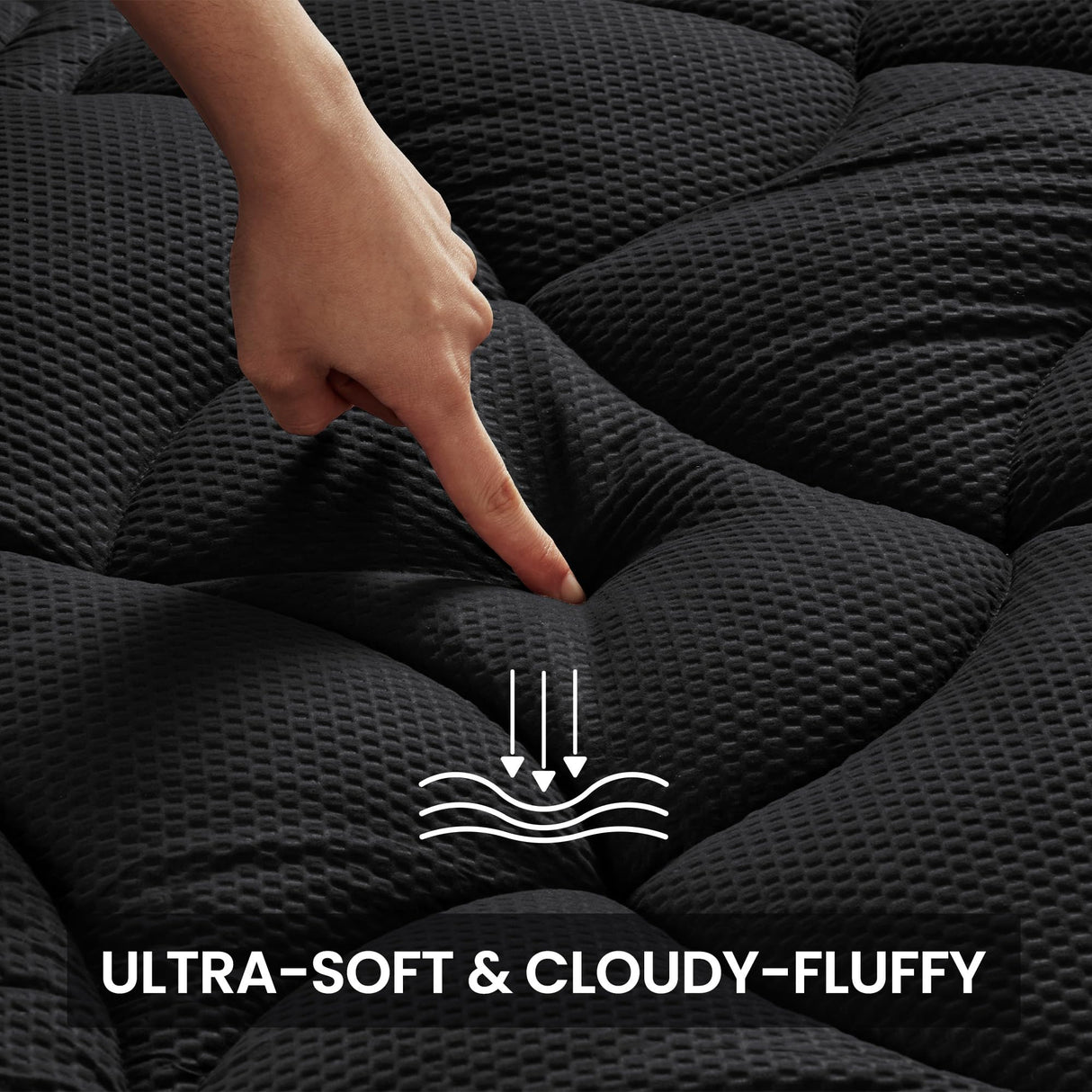 SLEEP ZONE Full Size Cooling Mattress Topper for Double Bed, Premium Zoned Cool Mattress Pad Cover, Padded Mattress Protector Breathable Washable, Deep Pocket 8-21" (Black, Full) SLEEP ZONE