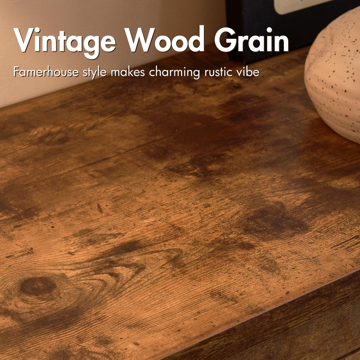 VanAcc 6 Drawers Dresser for Bedroom, Farmhouse Wood Chest of Drawers with Vintage Grain Texture, Drawer Double Dresser for Bedroom, Living Room, Hallway, Rustic Brown VanAcc