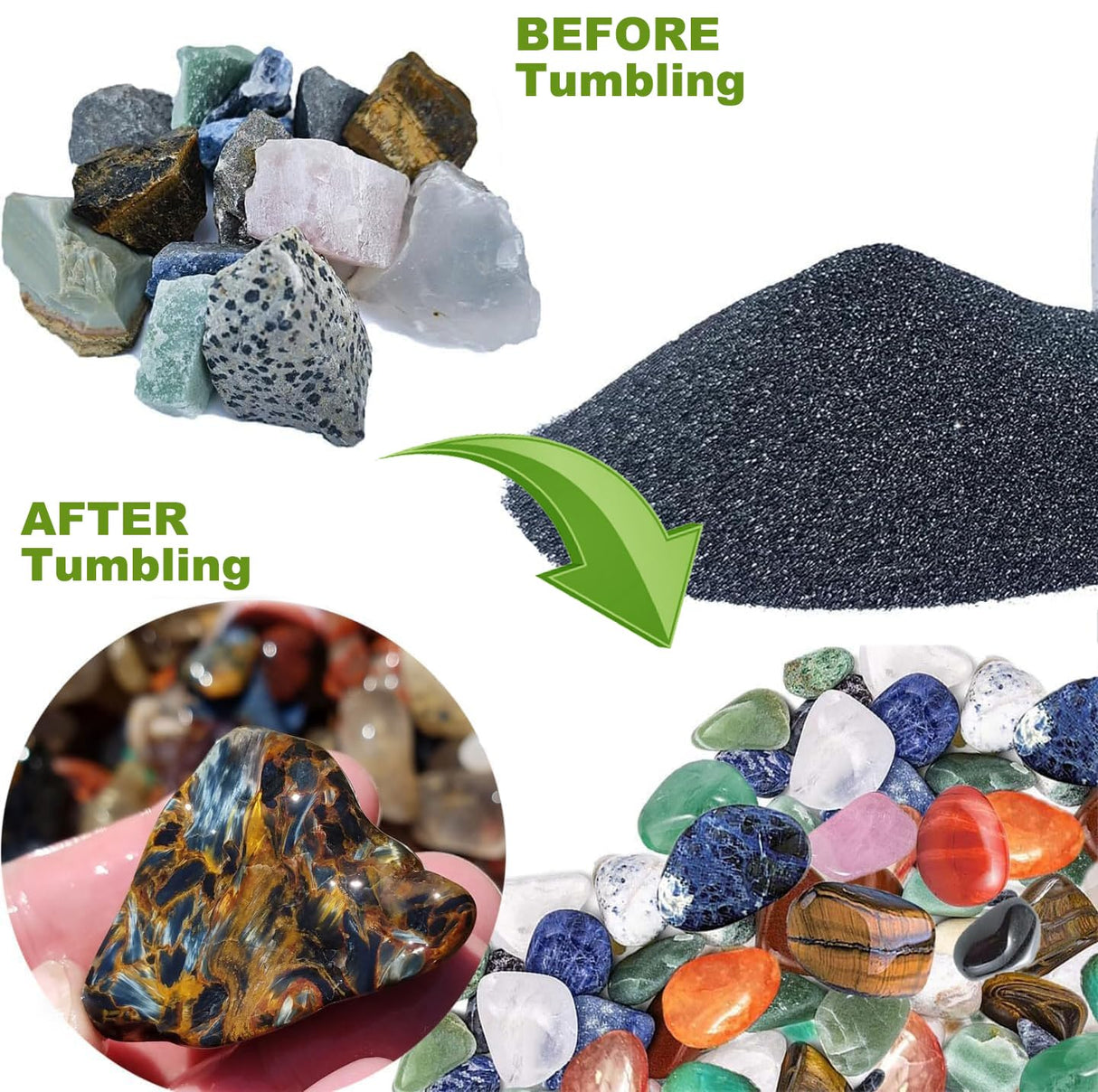 Toromp 3 LBS Rock Tumbler Grit and Polish Refill Kit - Tumbling Grit Media, Polish Up to 20 lbs. of Rocks, Works with Any Rock Polisher & Tumbler Supplies (4 Step -3 LBS)… Toromp