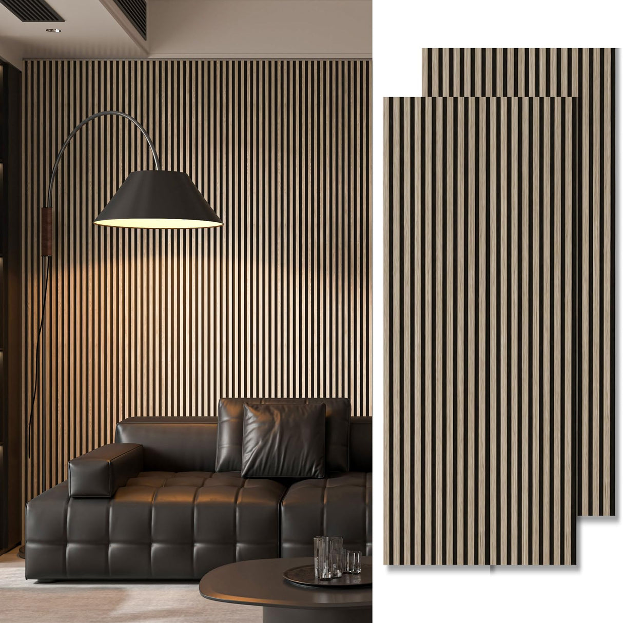 Art3d 2-Pack 94" x 24" Acoustic Wood Panels for Wall, Soundproof Wood Slat Panel for Wall and Ceiling, 3D Fluted Sound Absorbing Paneling for Interior Wall Decor, Living Room, Bedroom - Peach Art3d