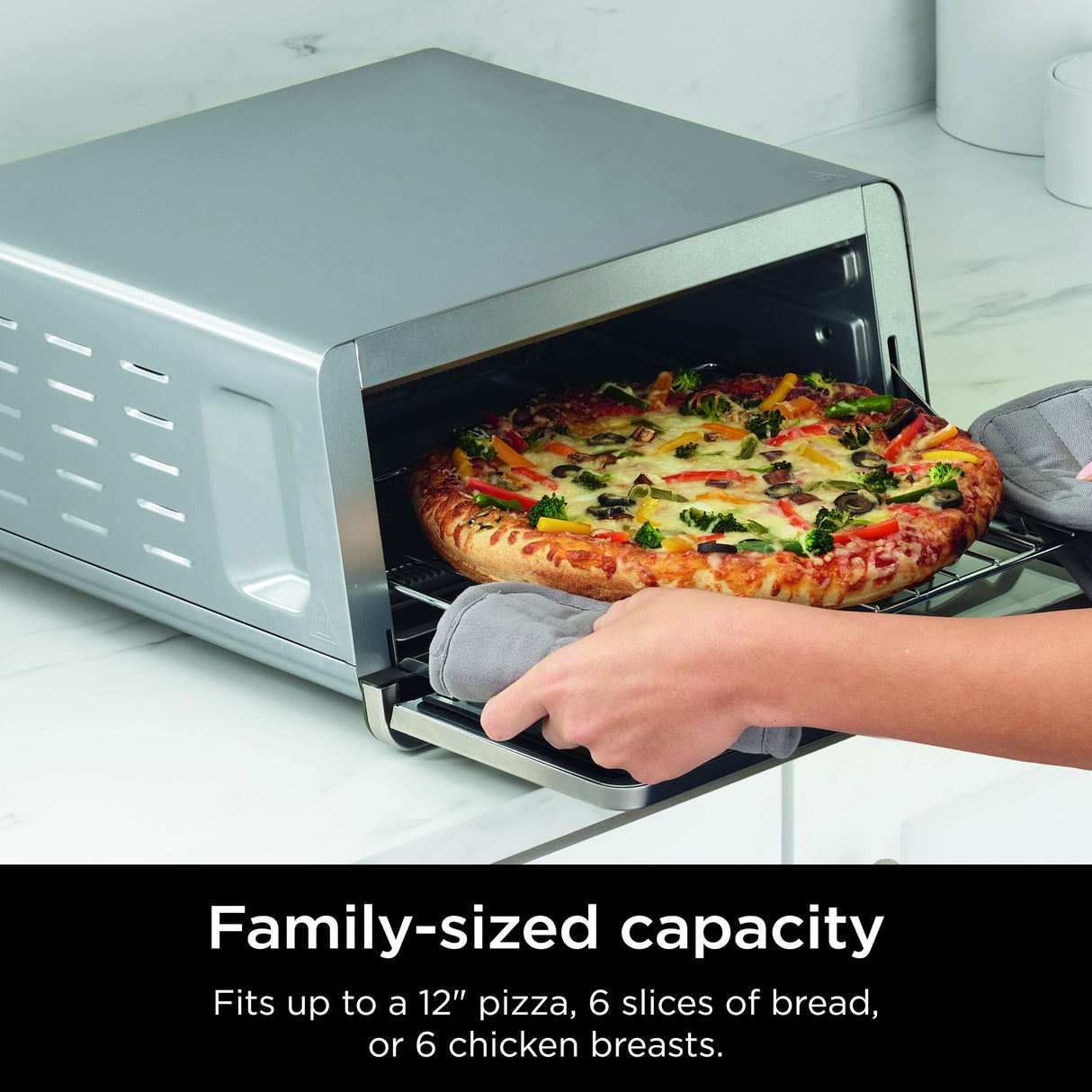 Ninja Flip Toaster Oven&Air Fryer, 8-in-1 Functionality, Flip Up&Away Capability for Storage Space, LargeCapacity, Air Fry Basket, SheetPan, Wire Rack&Removable Crumb Tray, Stainless,1800 watts, SP151 Ninja