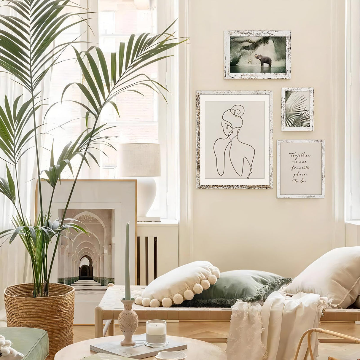 TWING 8x10 Rustic Picture Frames Set of 6 Distressed White Composite Wood Farmhouse Photo Collage Frame For Wall Decor Gallery Wall Frame Set Mounting or Table display, Ideal Valentine Gifts for TWING