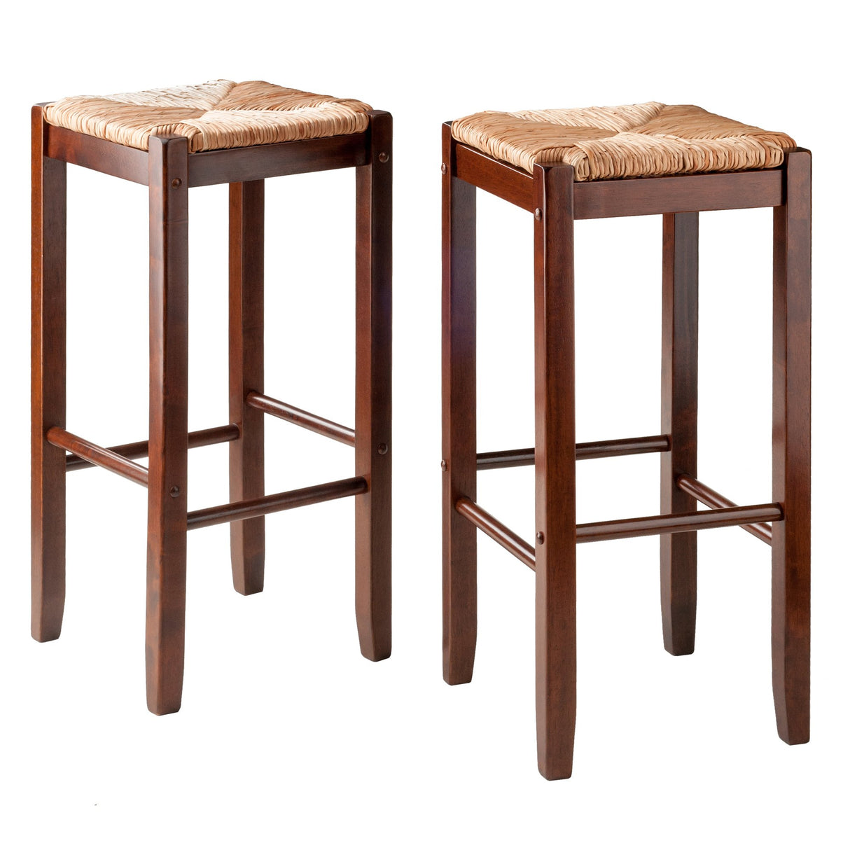 Winsome Bar Stools Rush Seat Kaden Set, Walnut, 29", 2 Piece Winsome