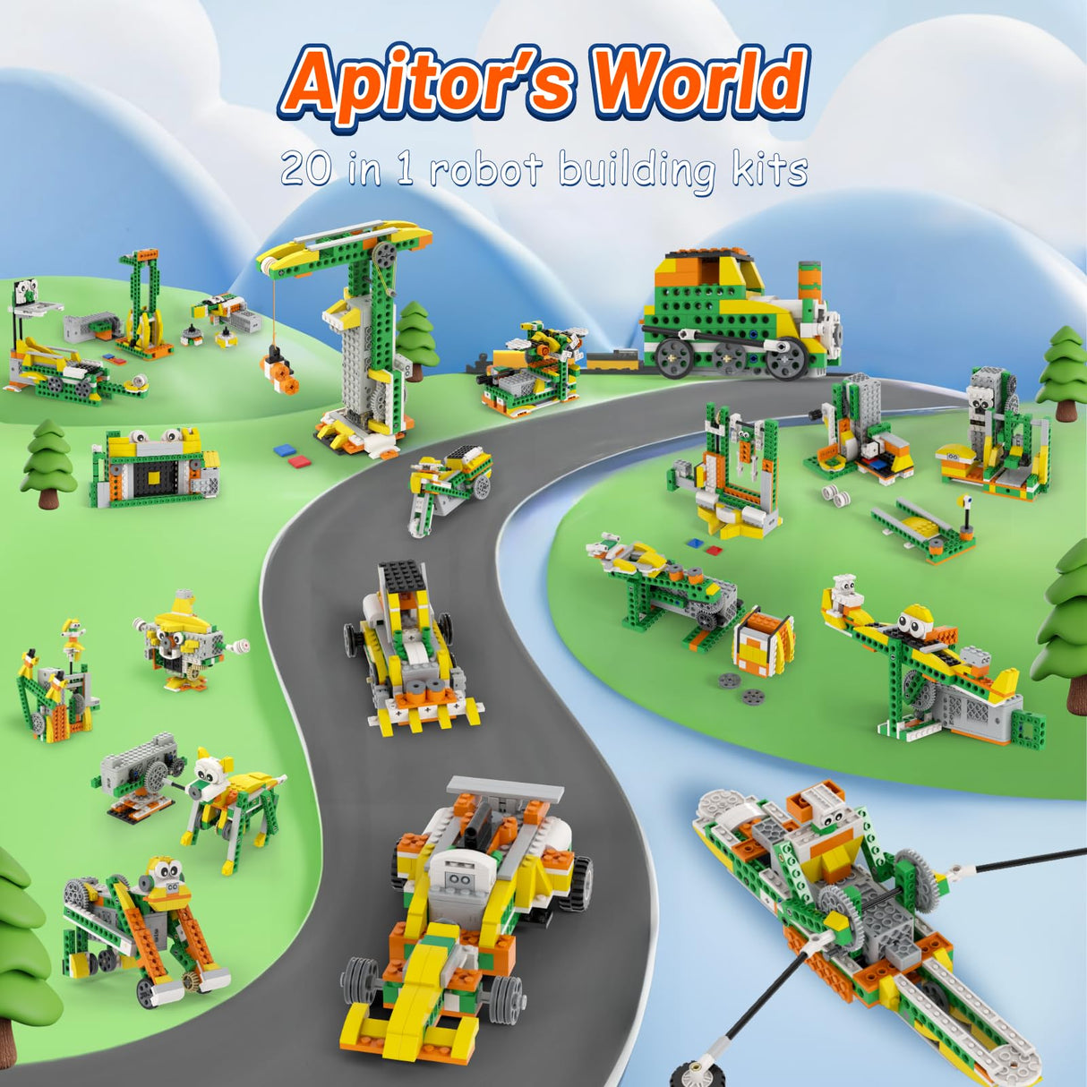 Apitor Q Robot Building Kit, 20-in-1 Programmable APP RC Car Robotics Coding Kit, STEM Projects Educational Birthday Gifts for Boys Girls Kids Aged 6-12 (233 Pieces) Apitor