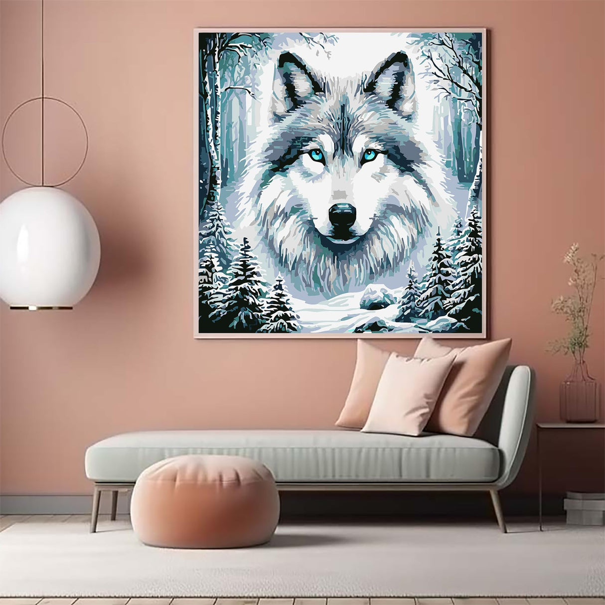 CZYWJMEI Paint by Numbers Kit for Adults Beginner,DIY Animal Wolf Head Painting by Numbers Kits,with 3 Brushes and Acrylic Paint(Without Frame), Home Wall Decor 12 x 12 in CZYWJMEI