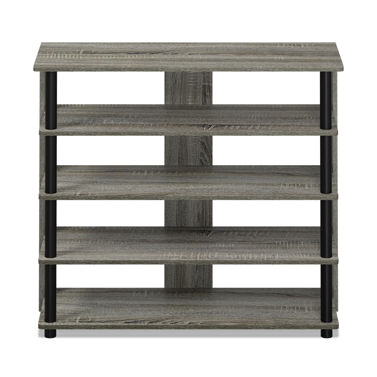 Furinno Turn-N-Tube 5 Tier Wide Shoe Rack, French Oak Grey/Black , 32 Inch Furinno