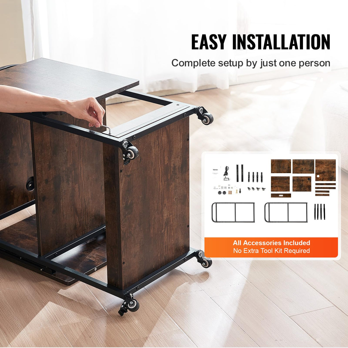 VEVOR 3 Tier Movable Heat Press Table with Charging Station, Foldable Heat Press Stand with Vinyl Roll Holder, Heavy Duty Rolling Metal Workbench for DIY Sublimation Transfer Machine and Printer VEVOR