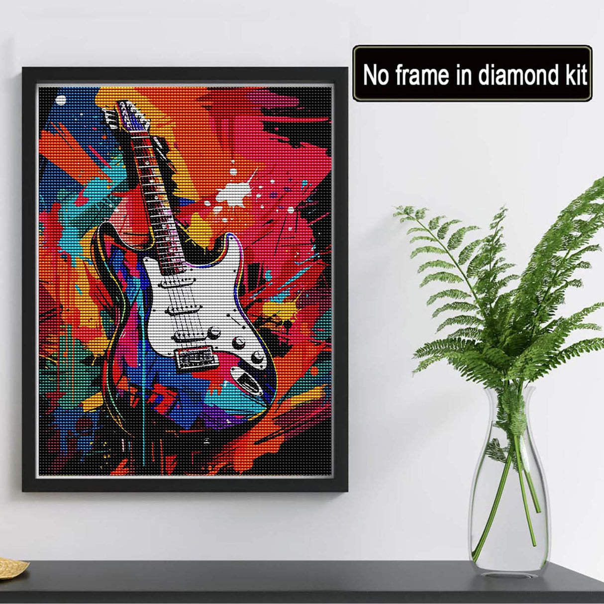 Reofrey DIY Diamond Art Kits for Adults Guitar, Landscape Full Drill Round Rhinestone Diamond Painting Kits, Cross Stitch Embroidery Canvas for Crafts Home Wall Decor 30x40cm Reofrey