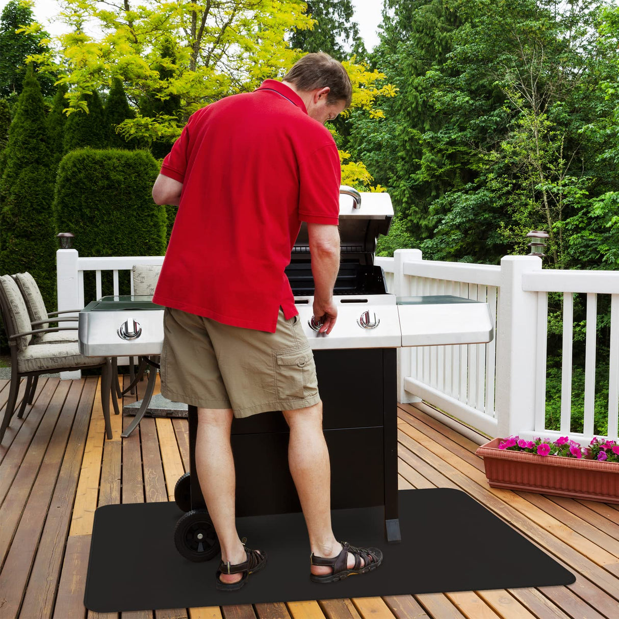 FLASLD Fireproof Fireplace Mat Hearth Rug 24×42inch, Fire Resistent Gas Grill Splatter Mat Heat Resistant Non Stick BBQ Patio Protector Grilling Gear, Floor Protective Rug FLASLD