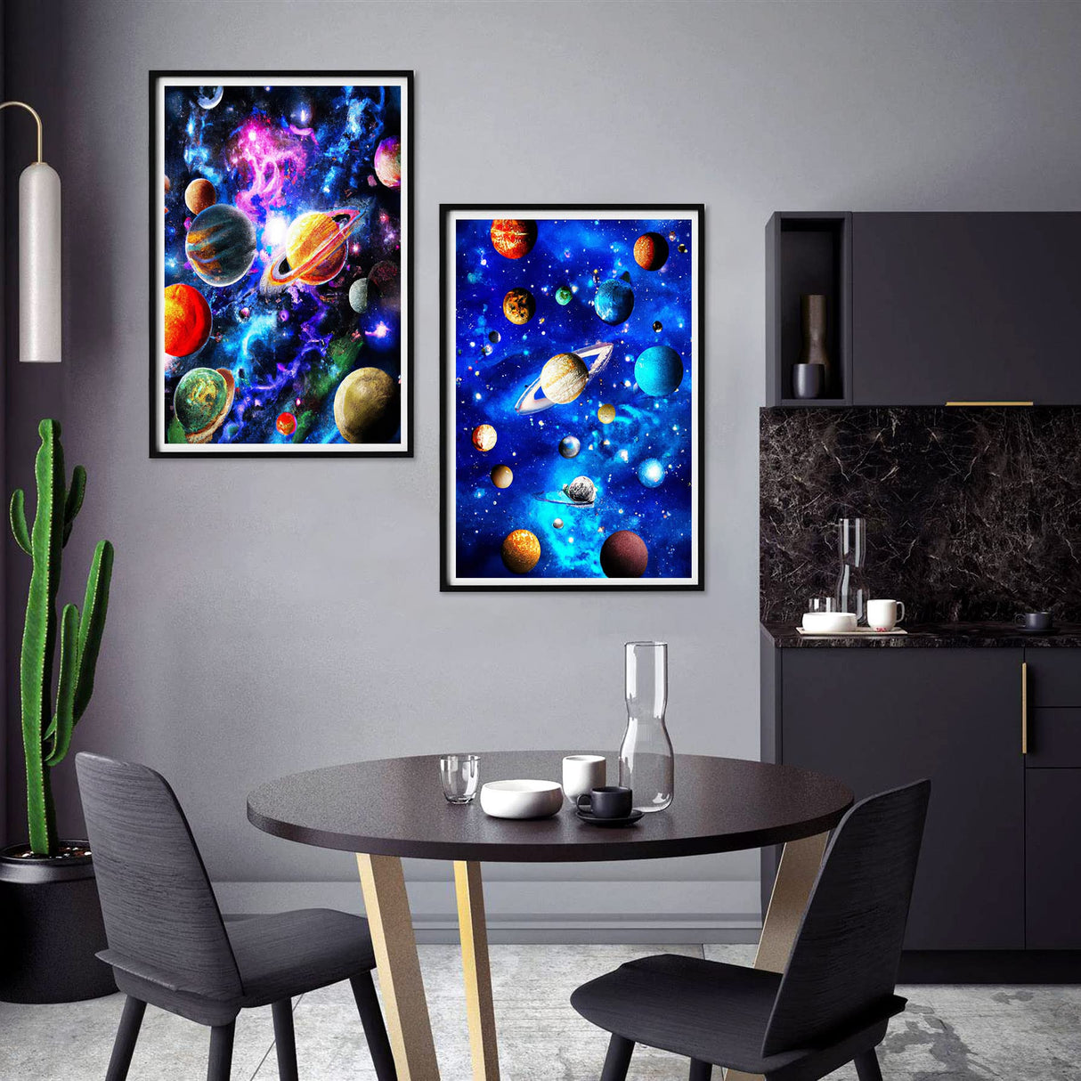 Yomiie 5D Diamond Art Kits for Adults, Planet Diamond Painting Art Space Universe Star DIY Full Round Drill Kits, Embroidery Rhinestone Diamond Crystal Craft Canvas Home Wall Decor 2 Pack(12x16 inch) Yomiie