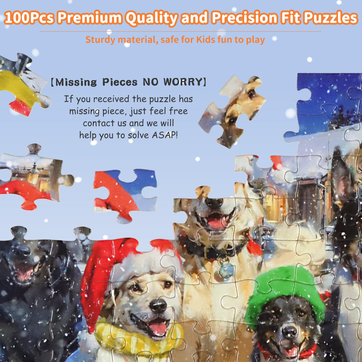 100 Piece Puzzles for Kids Ages 4-6 6-8 8-10 Christmas Dogs Christmas Puzzle for 4-8 Year Old Kids Puzzles 4-6 Jigsaw Puzzle for Adults Children Learning Educational Puzzles Toys Gifts for Girls Boys KWYZ