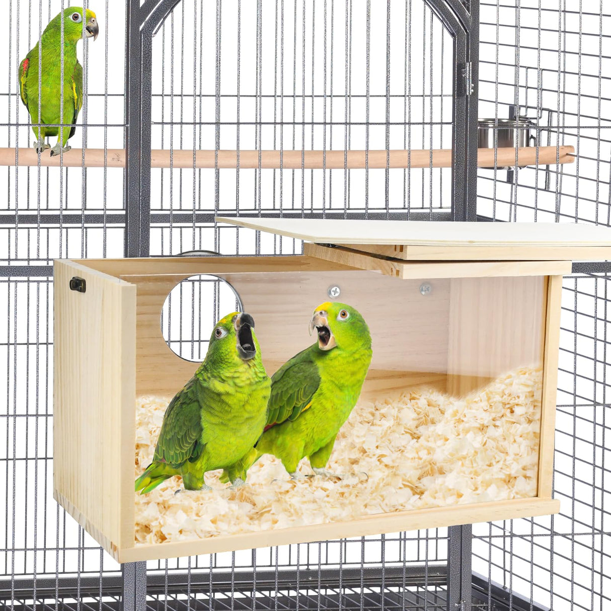 ShuRung Parrot Nesting Box Cockatiel Nesting Box Bird Breeding Box House Handcrafted Wooden Acrylic Transparent Bird Box with Detachable Wooden Board for Parakeets Cockatiel Budgie Conure Parrot XL ShuRung
