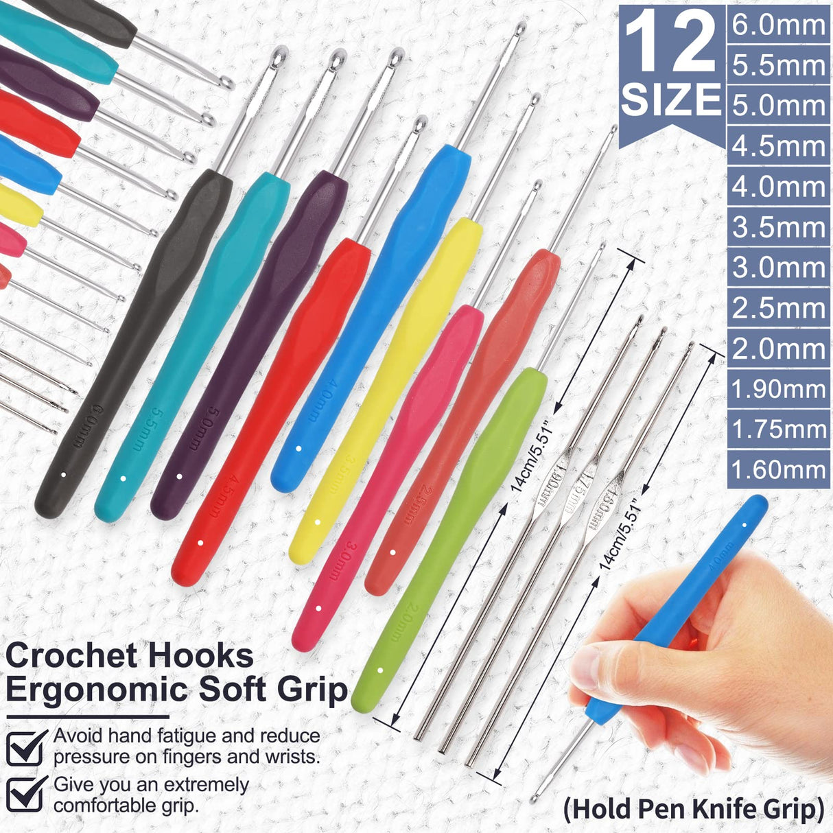 XSEINO Crochet Kit with Step-by-Step Video Tutorials,Premium Bundle Includes 12 Roll x50Yard Acrylic Yarn Balls, 12 Crochet Hooks, Crochet Bag and All Accessories Kit, Crochet Kit for Beginners XSEINO