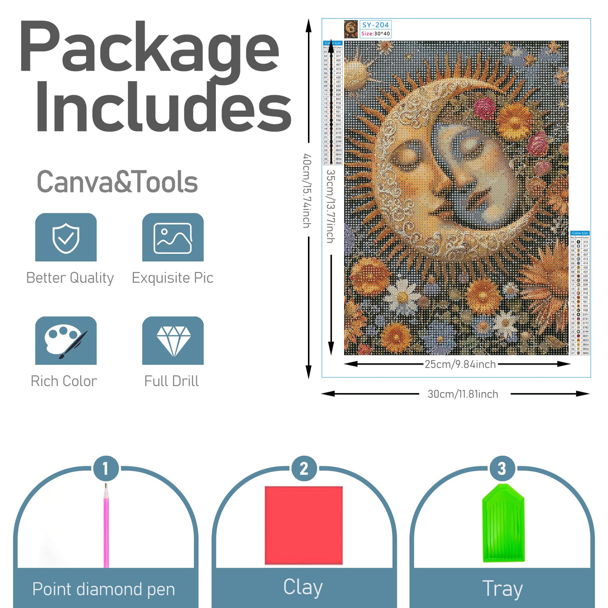 JOASURA Moon Diamond Painting Kits for Adults,DIY Diamond Art Painting Round Full Drill 12x16in,5D Diamond Dots Art for Beginning Home Wall Decor JOASURA